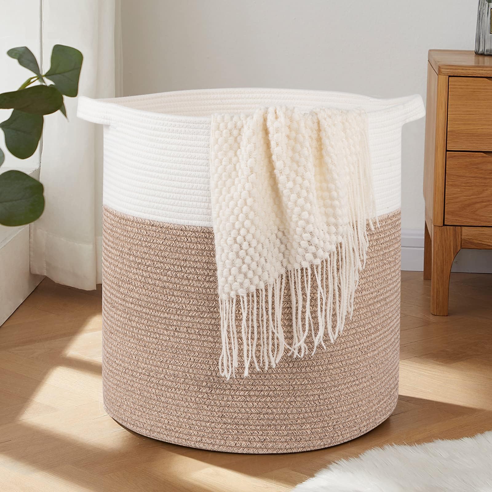 OIAHOMY Cotton Rope Laundry Basket 80L