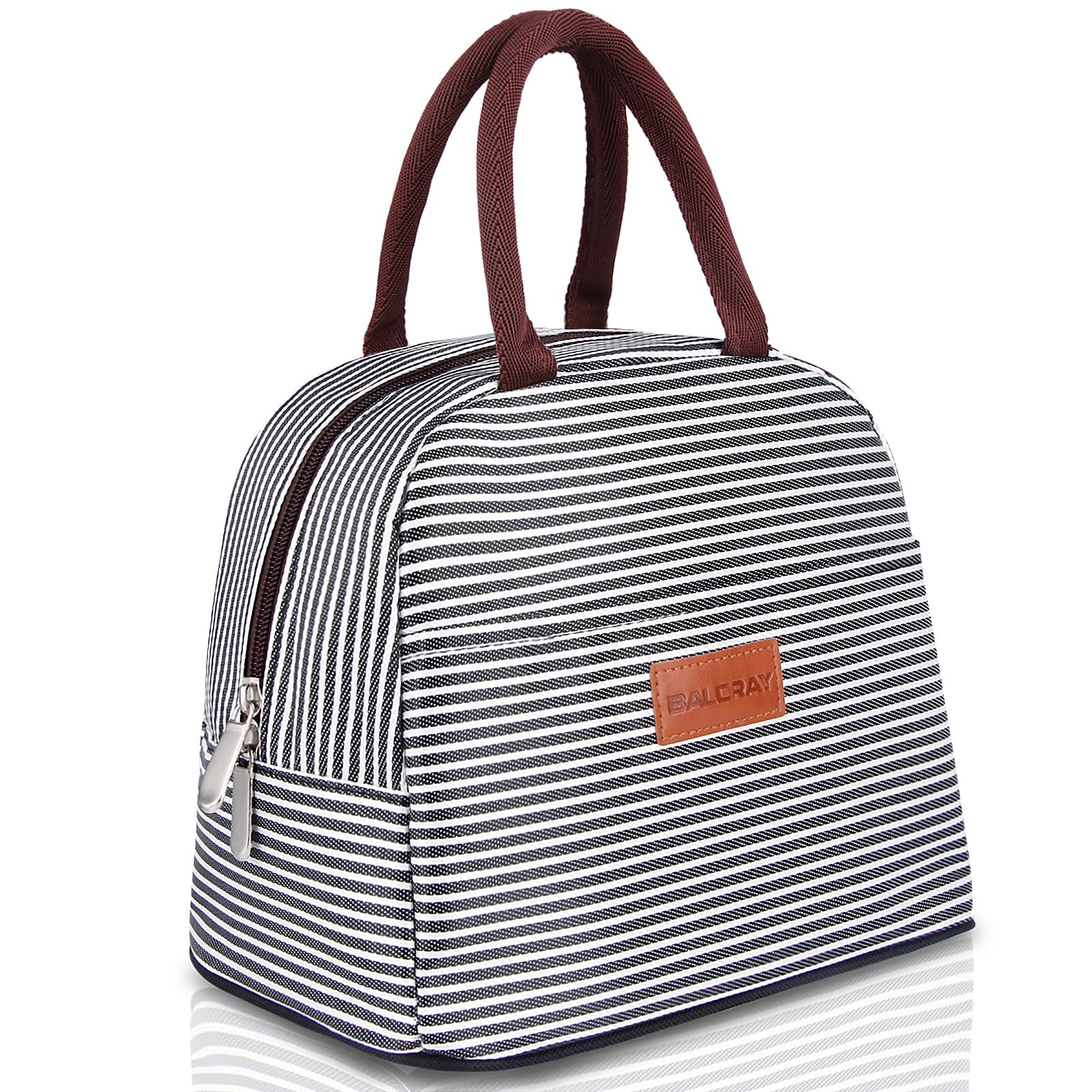 BALORAY Insulated Lunch Bag (Black White Stripes)