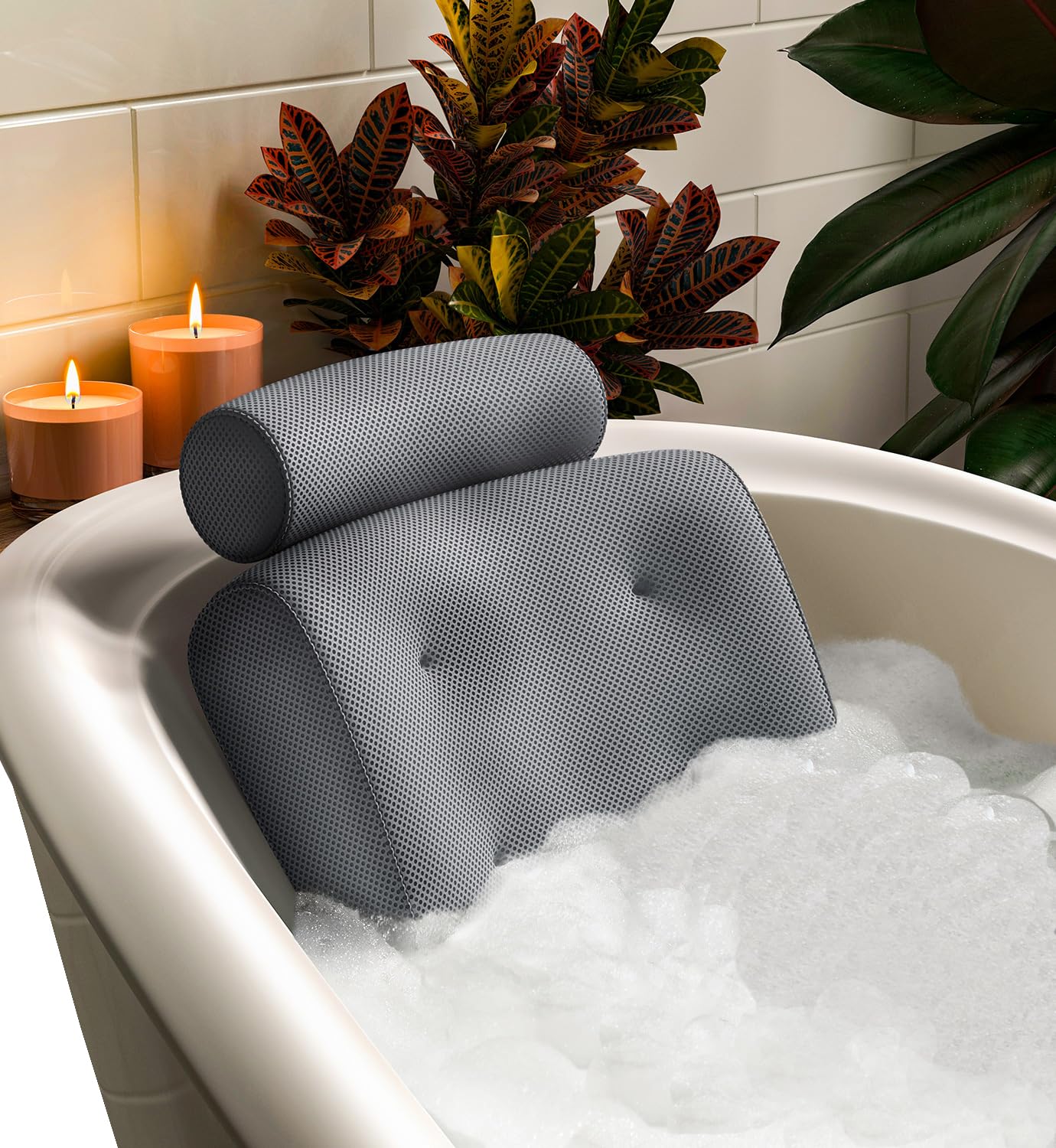Everlasting Comfort Luxury Bath Pillow for Tub with Head and Neck Support