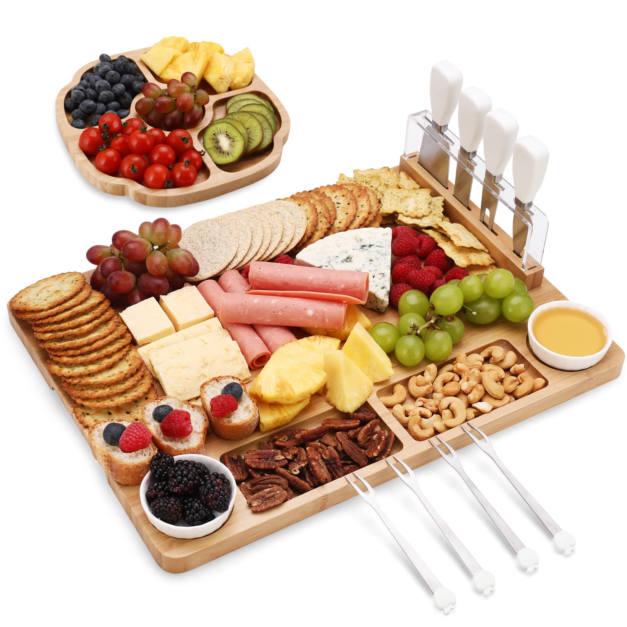 hecef Large Bamboo Charcuterie Board Set