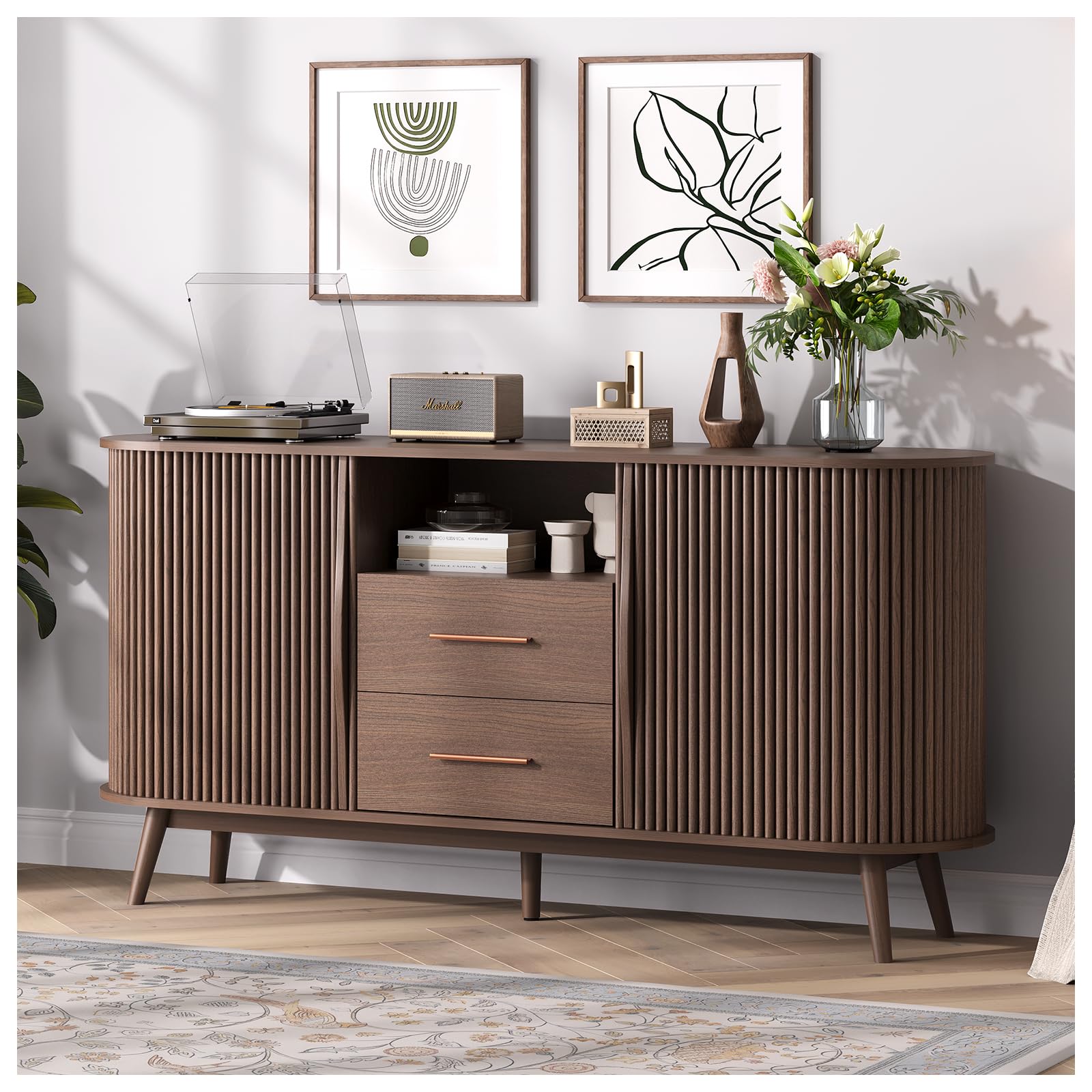 JOINICE 63" Fluted Mid-Century Sideboard