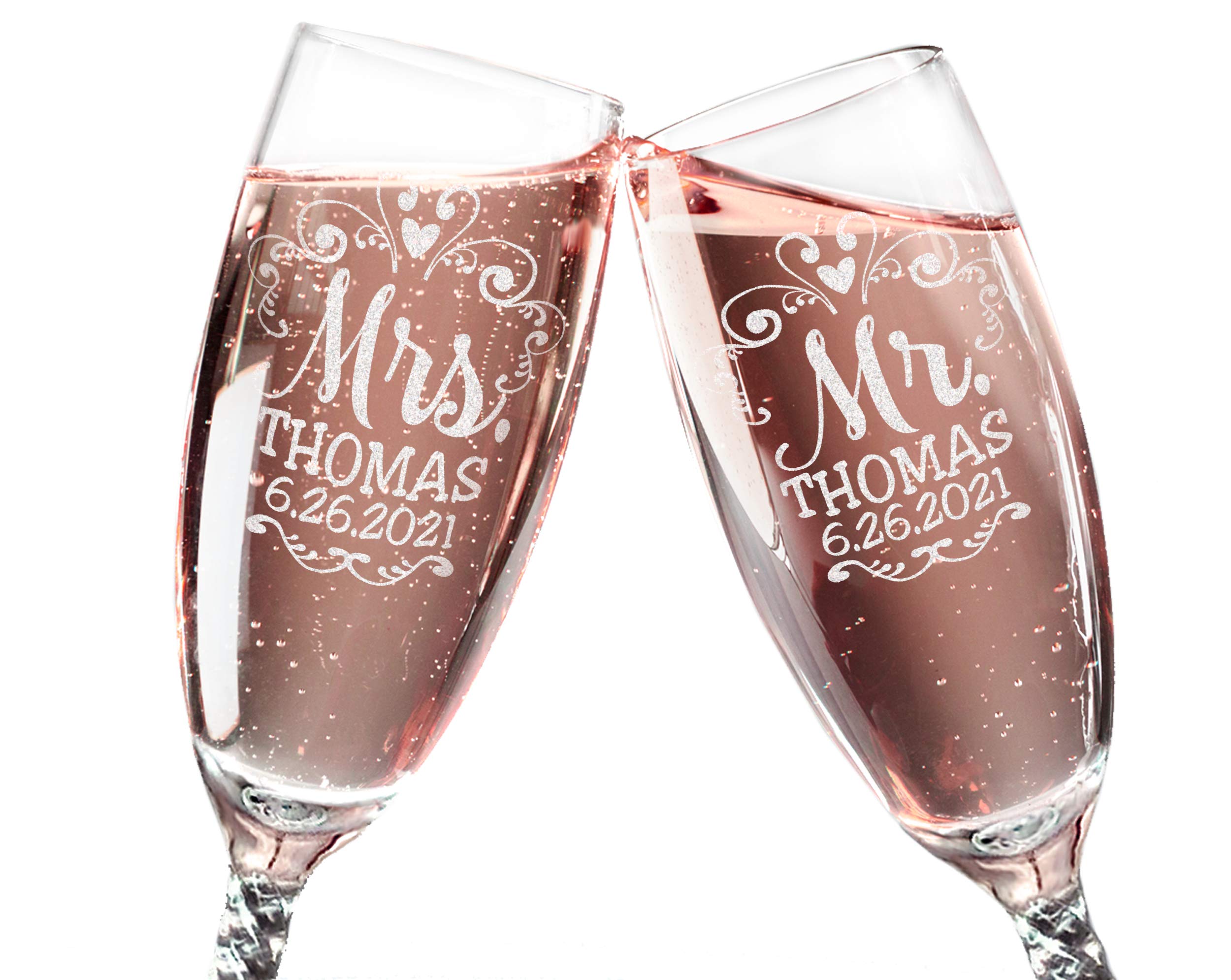 Mr & Mrs Twisty Stem Champagne Glasses Set of 2 (Engraved)