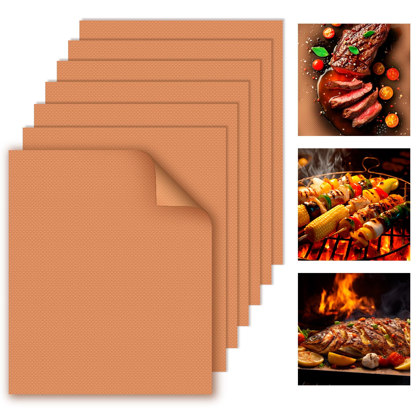WIBIMEN Copper Grill Mats (7-Pack)