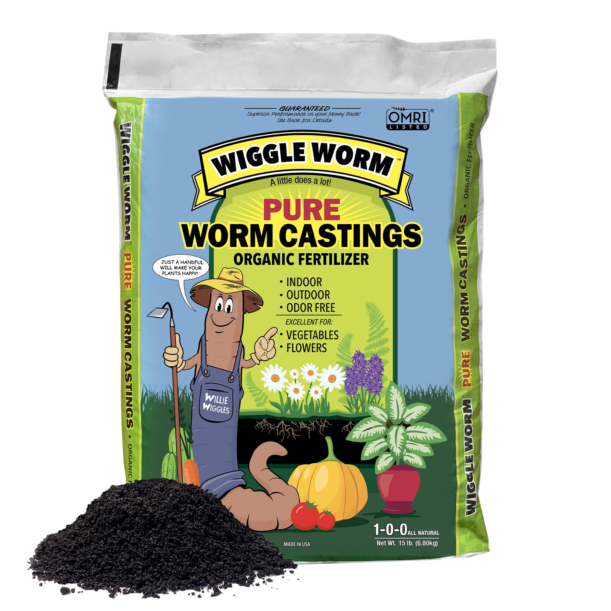 Wiggle Worm 100% Pure Organic Worm Castings (15 lb.)