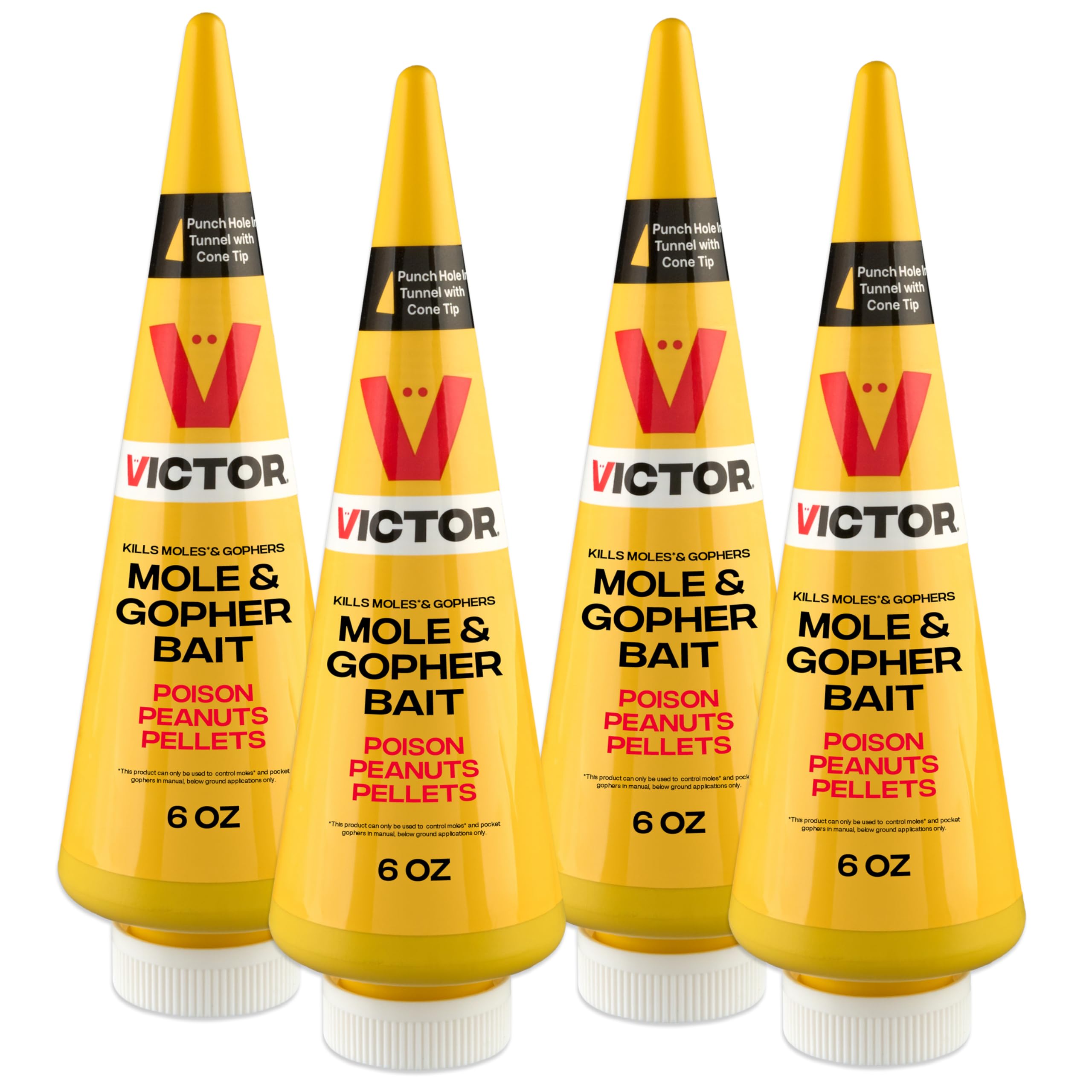 Victor M6006 Outdoor Mole & Gopher Poison Peanuts, Mole and Gopher Killer Bait, 4 Pack