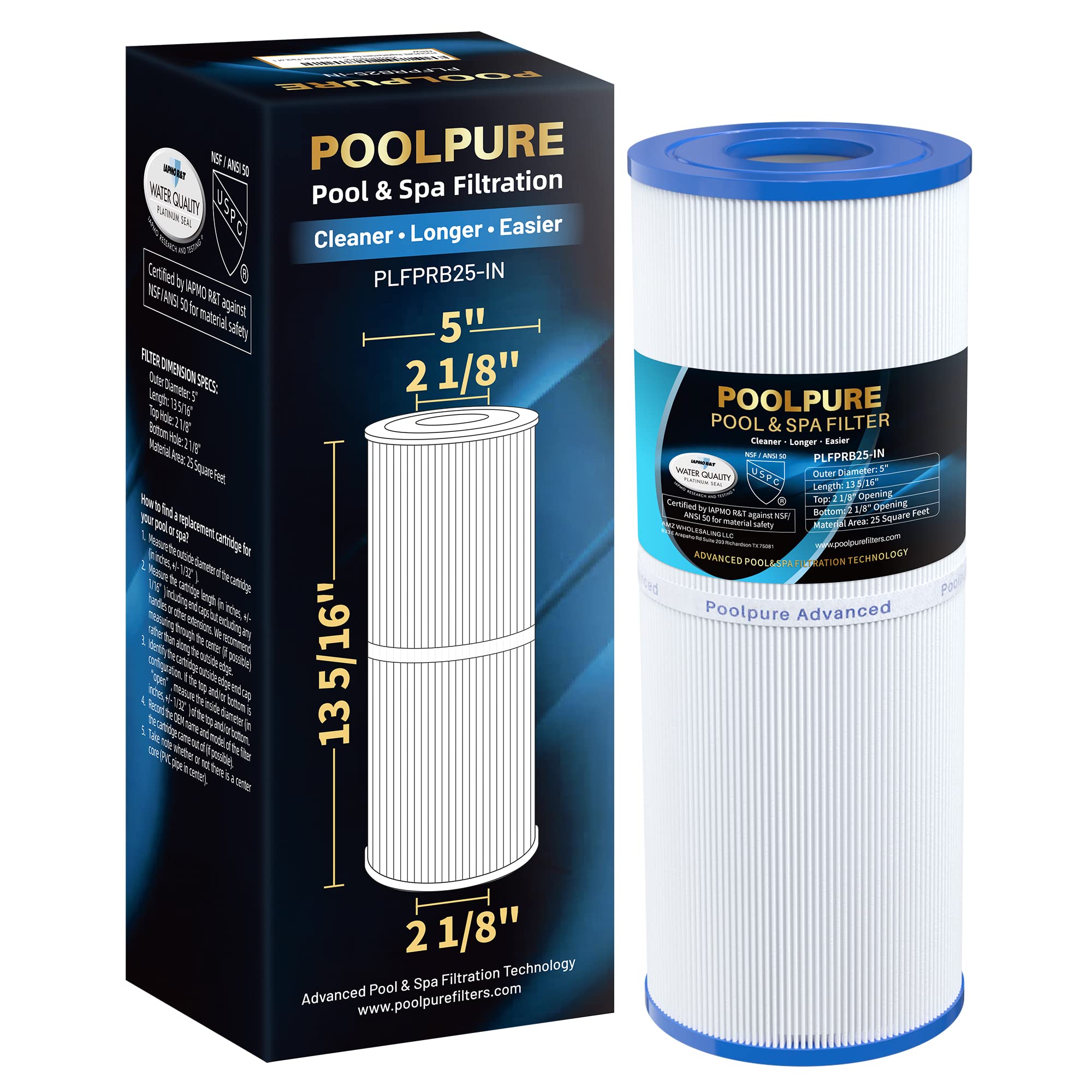 PoolPure PLFPRB25-IN Spa Filter (1-pack)