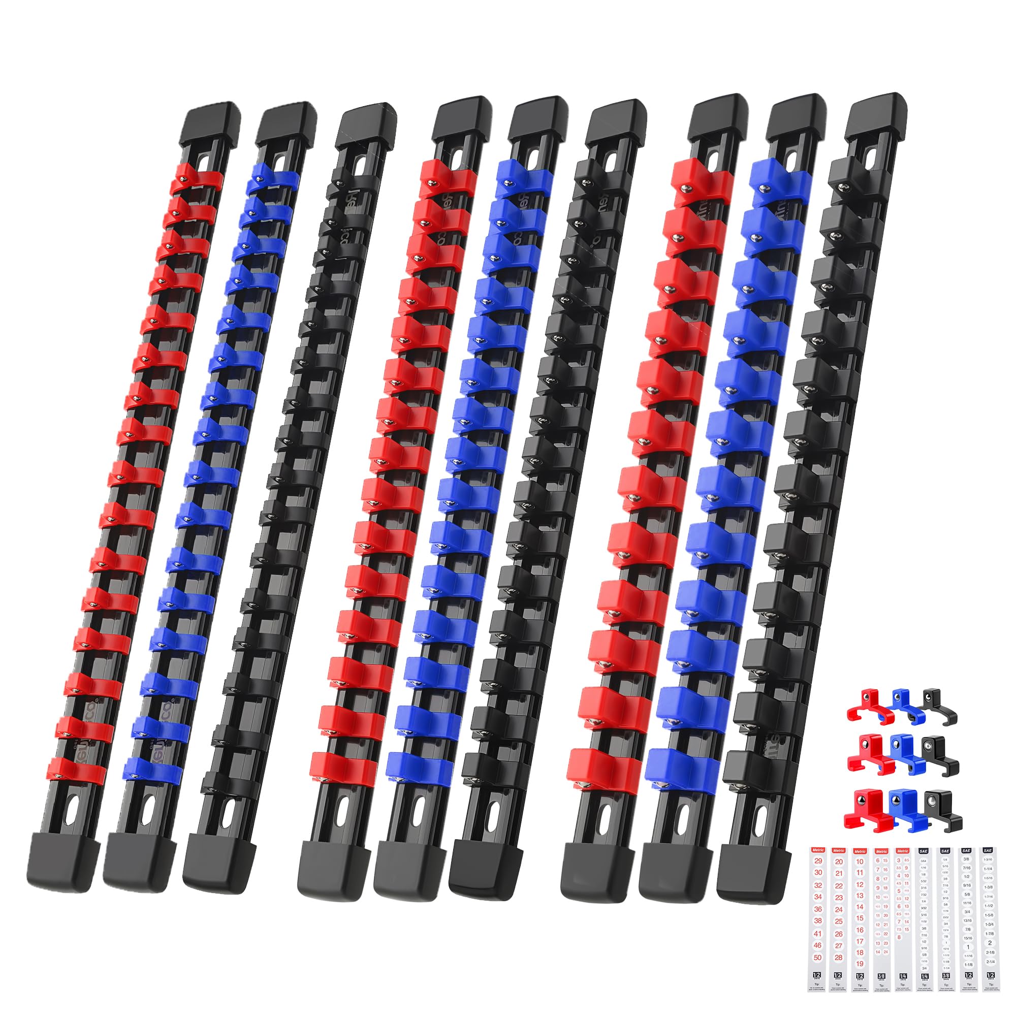 9-Piece ABS Socket Clip Rail Set