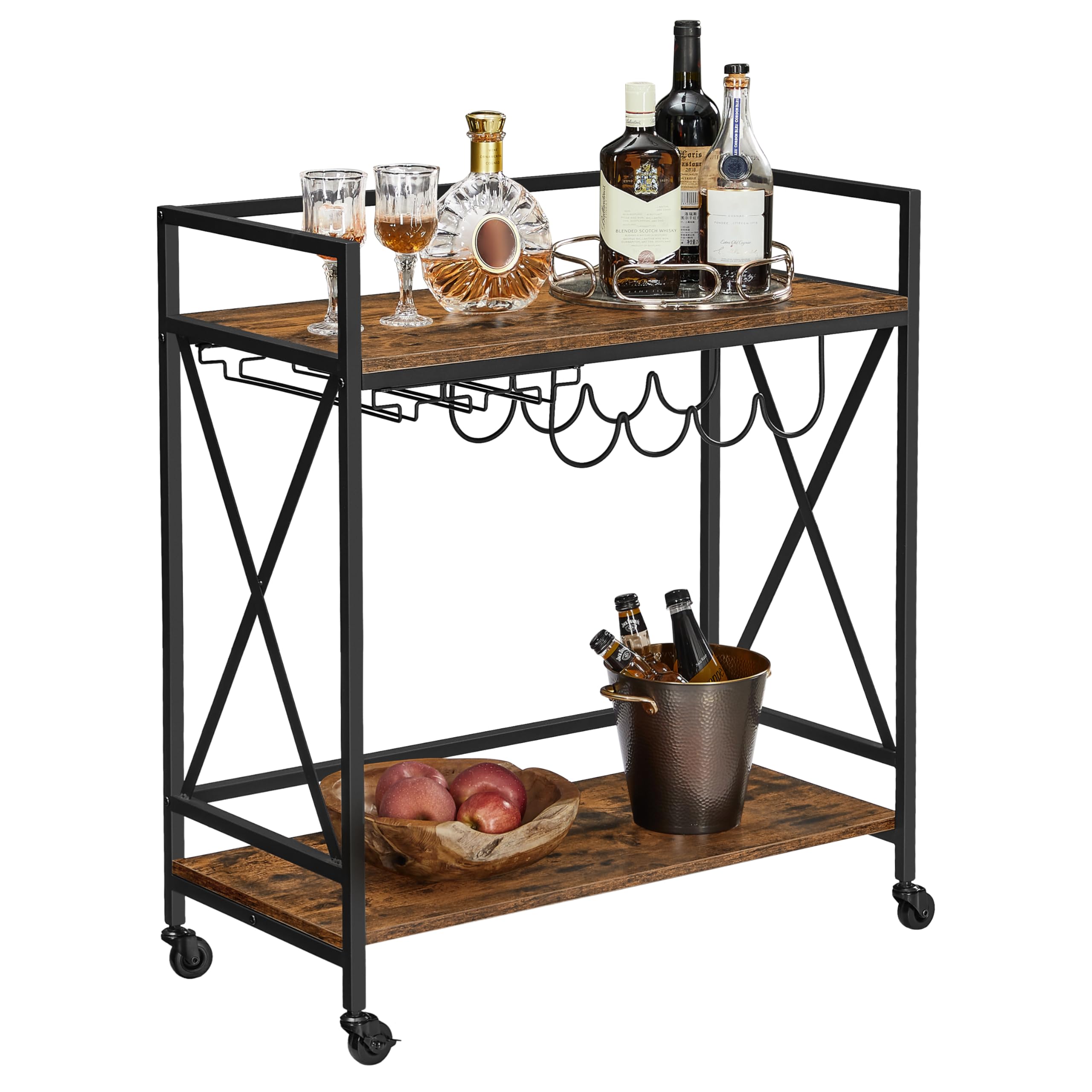 VASAGLE Industrial Rustic Bar Cart