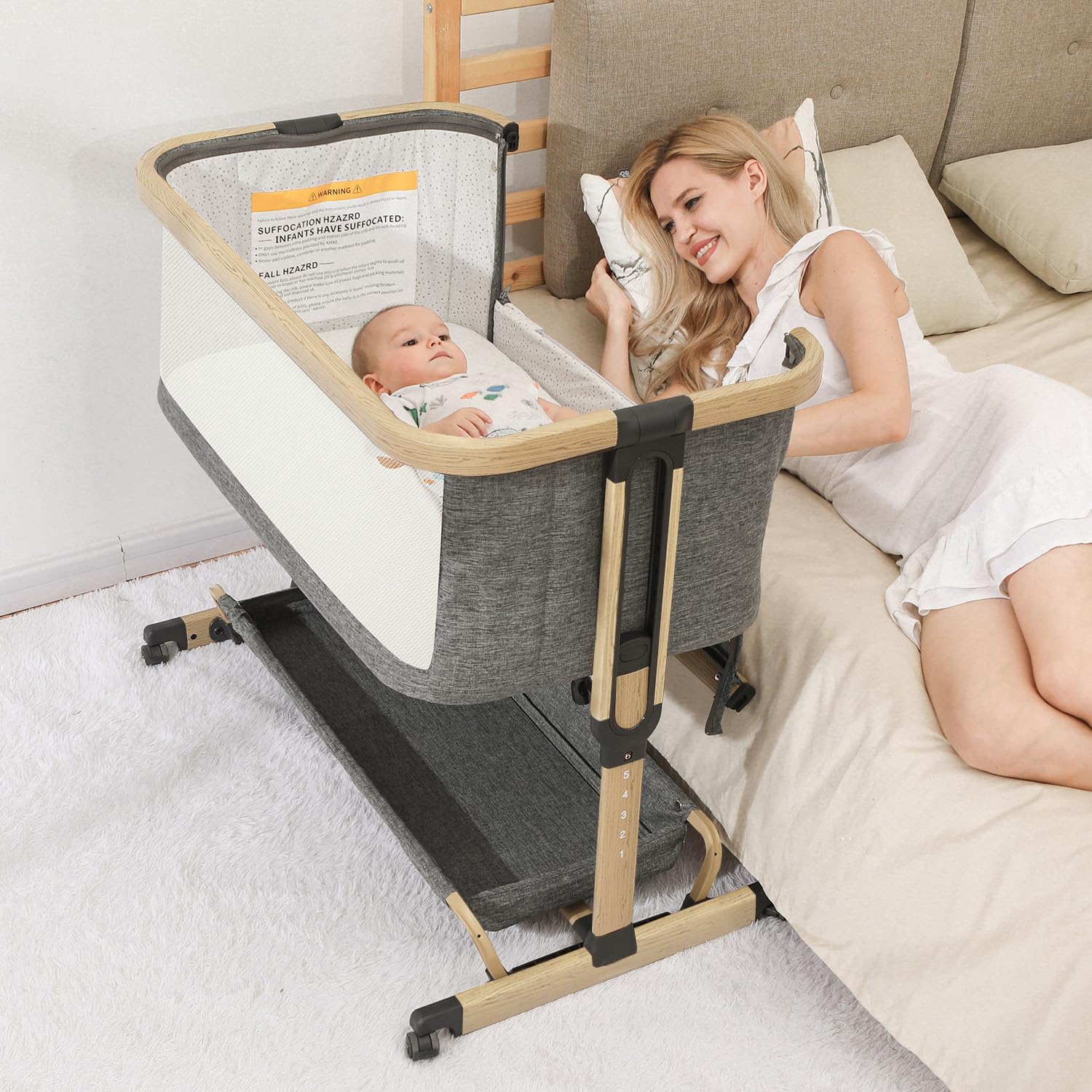 AMKE 3 in 1 Baby Bassinets, All-mesh Bedside Sleeper
