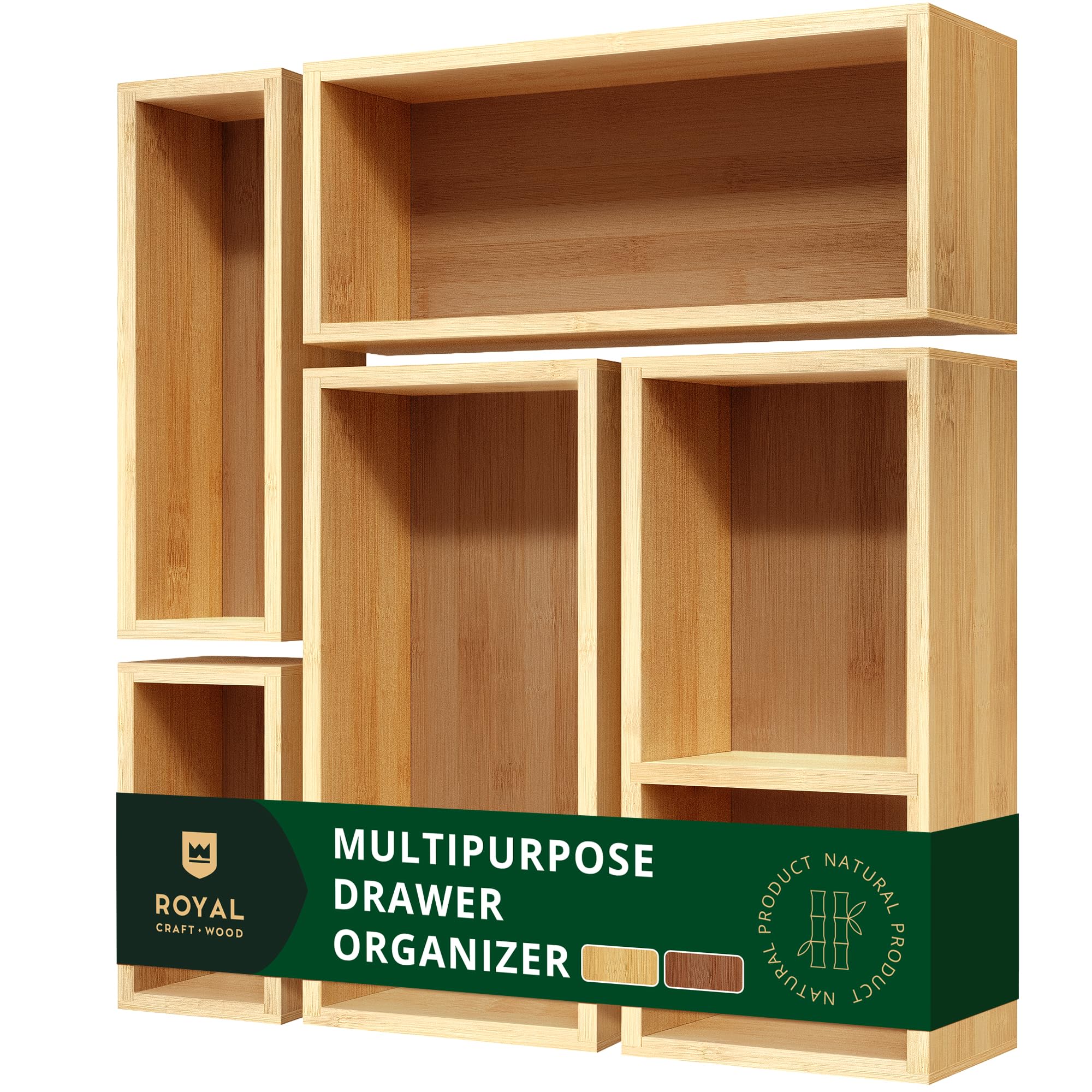 Royal Craft Wood 5-Piece Bamboo Drawer Trays