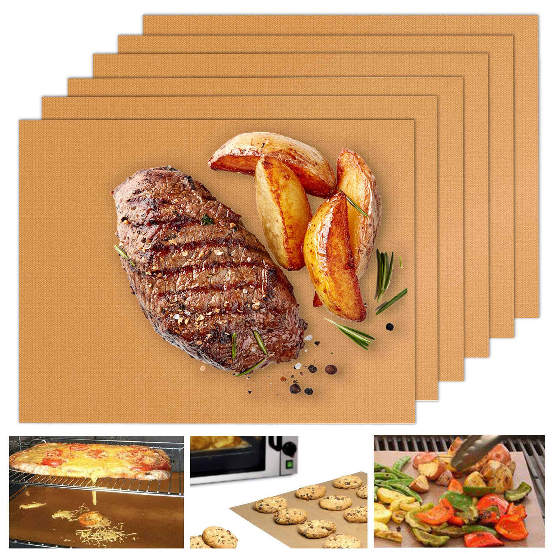 UBeesize Copper Grill Mats (6-Pack)
