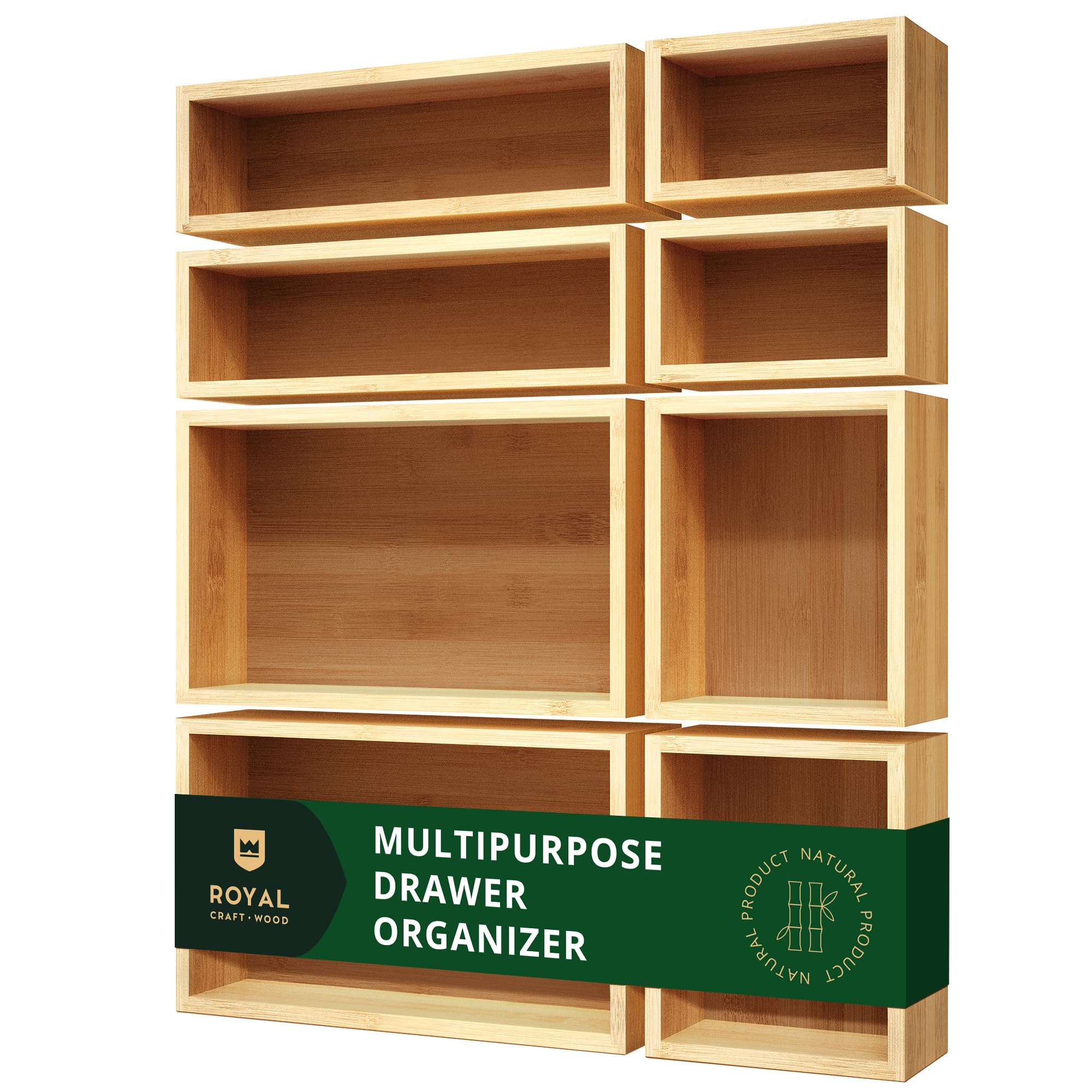 Royal Craft Wood Bamboo Drawer Organizers (8-Pack)