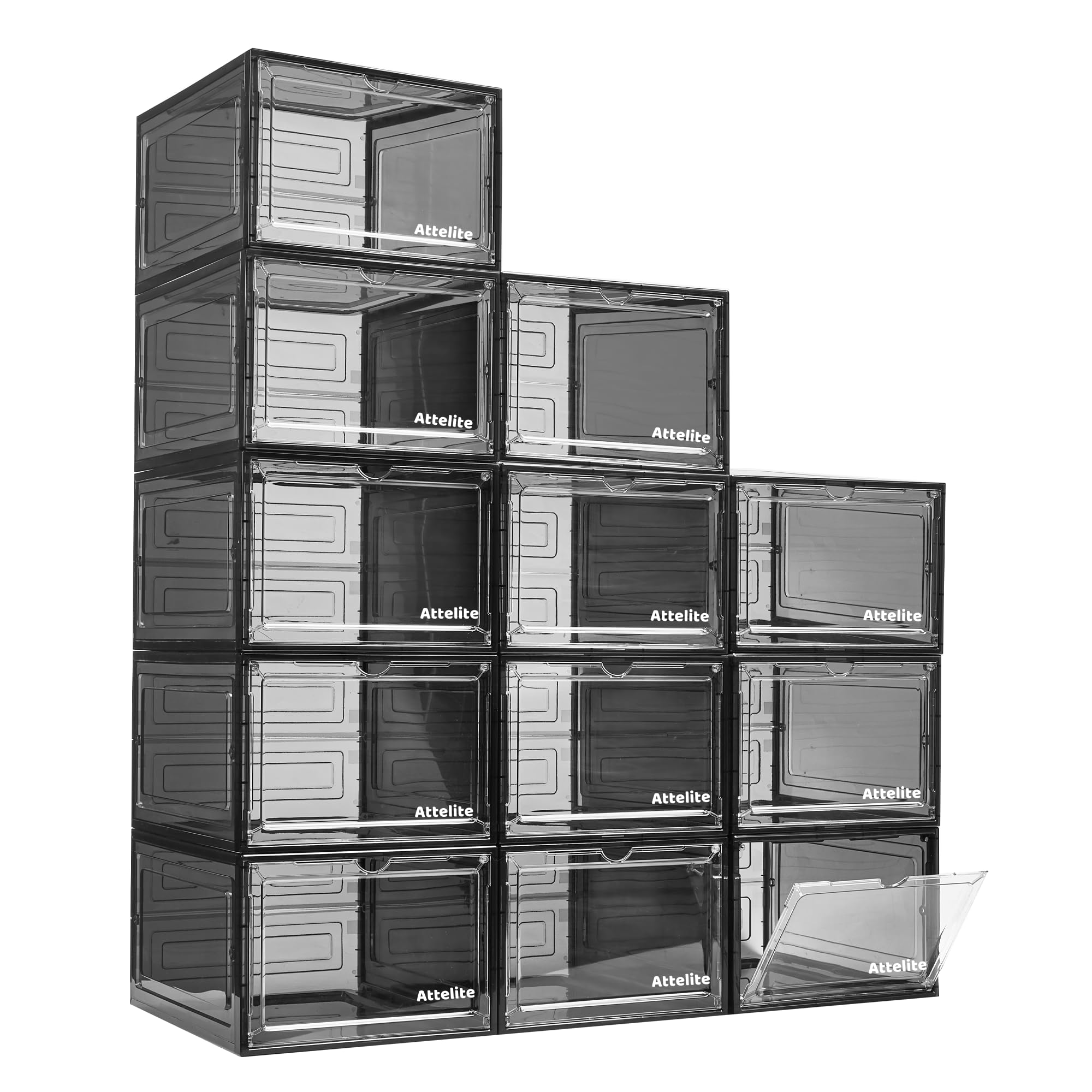 Attelite XL Clear Stackable Shoe Boxes (12-Pack)