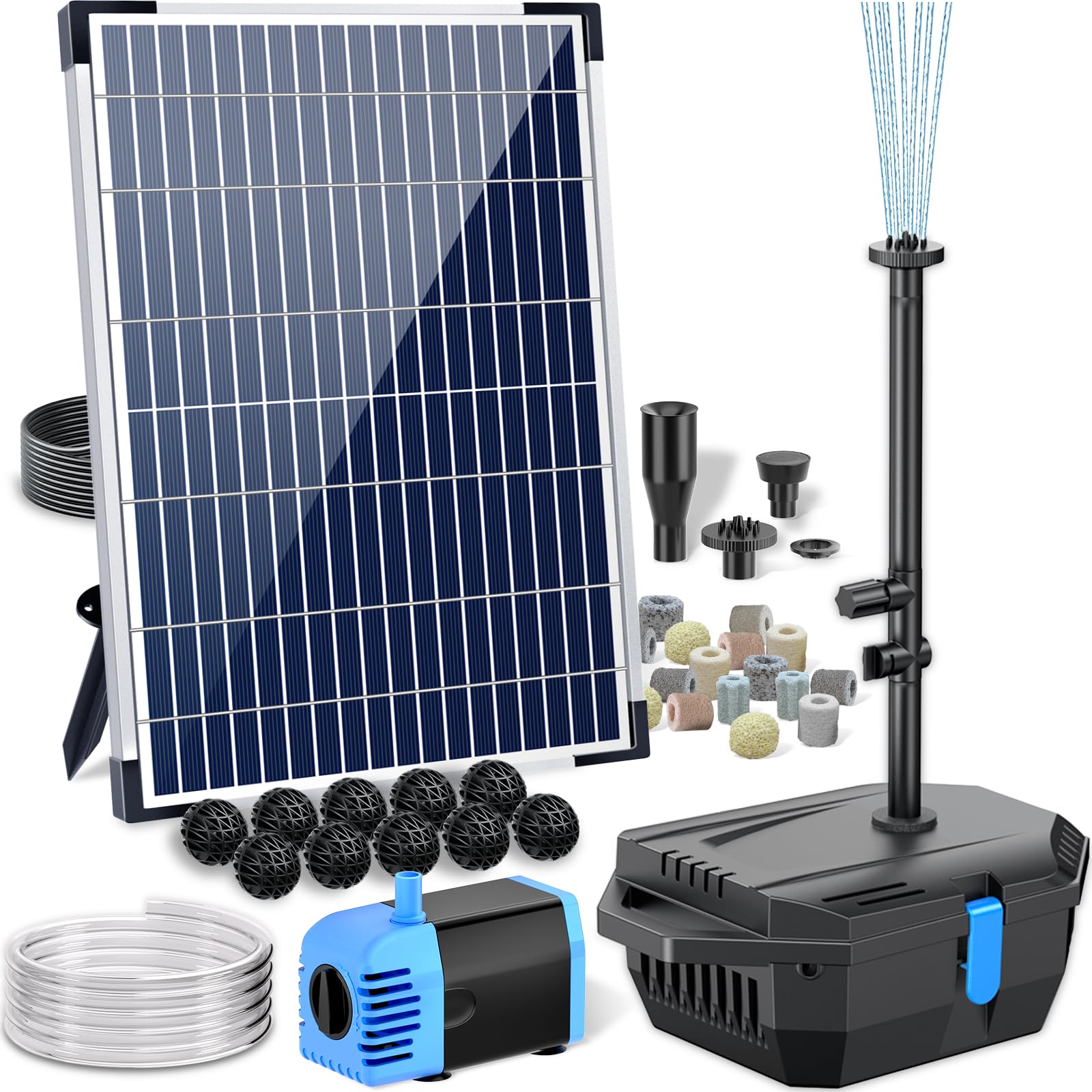 POPOSOAP 12W Solar Pond Filter & Fountain Kit