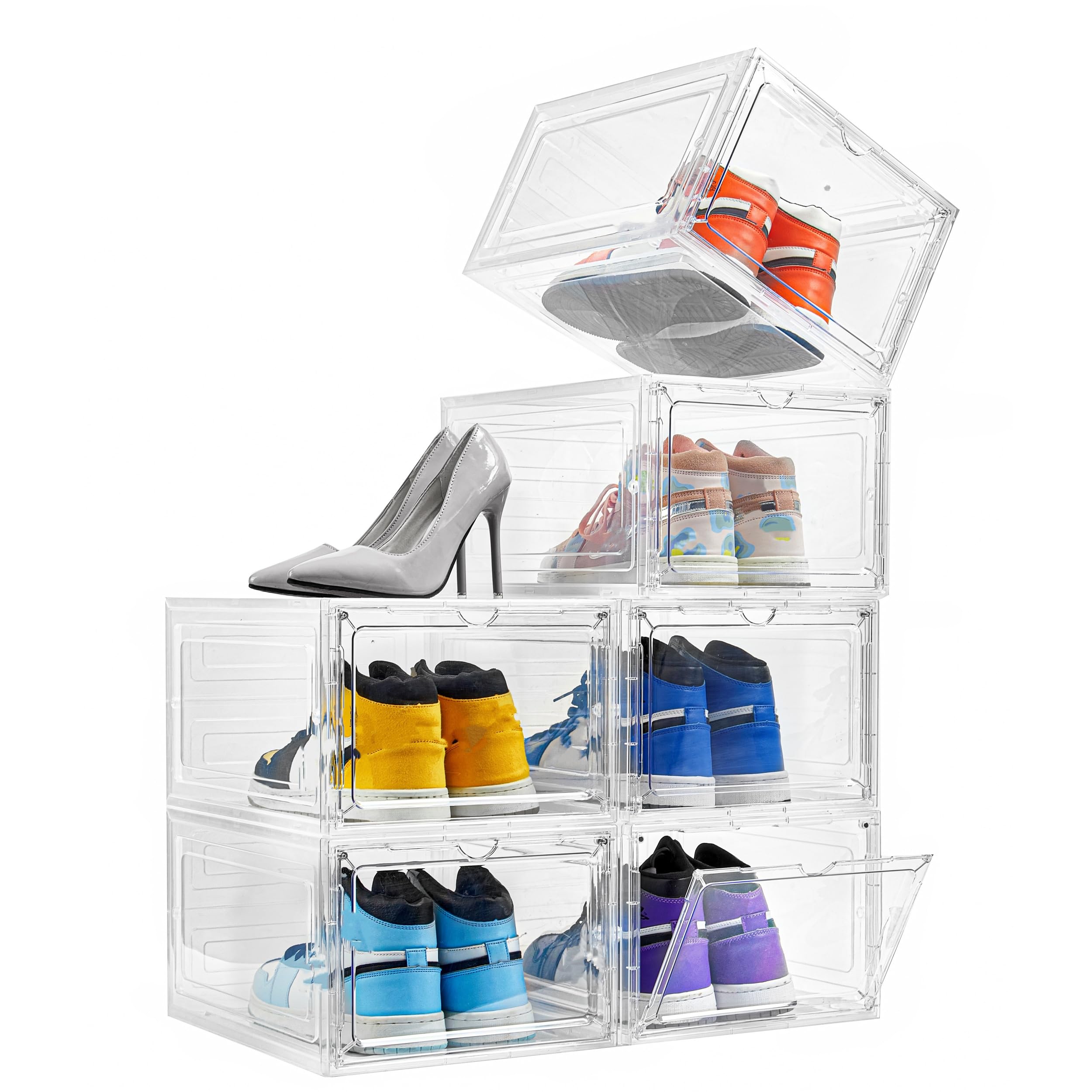 Attelite Clear Magnetic-Door Shoe Boxes (6 Pack)