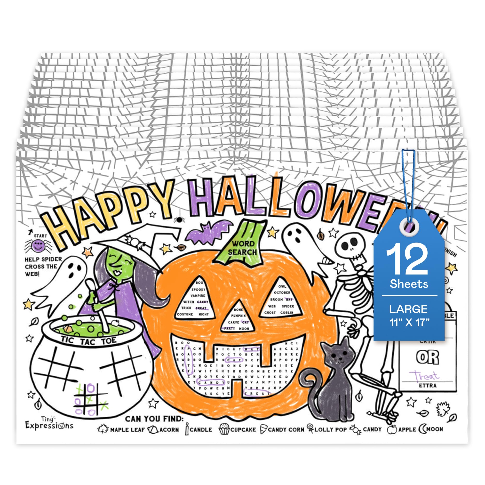 Tiny Expressions Halloween Coloring Placemats