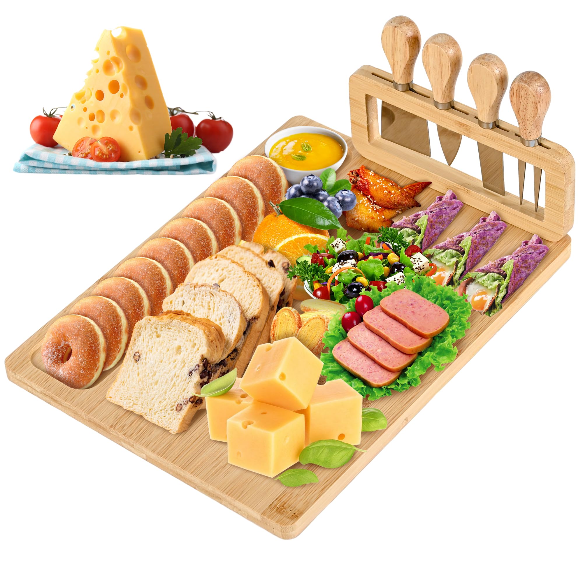 Bamboo Cheese Board with Detachable Stand