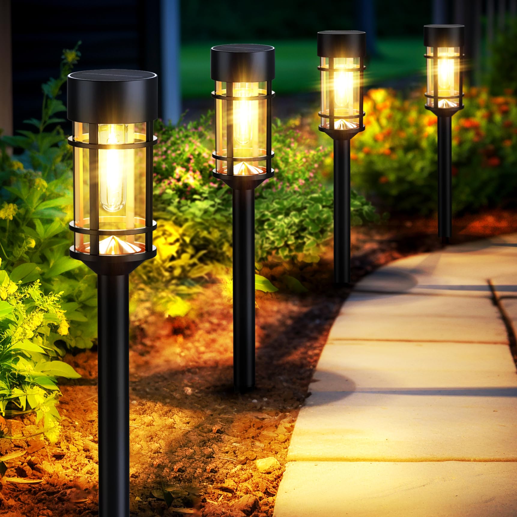 Mancra Solar Pathway Lights — Glass & Metal, 8 Pack