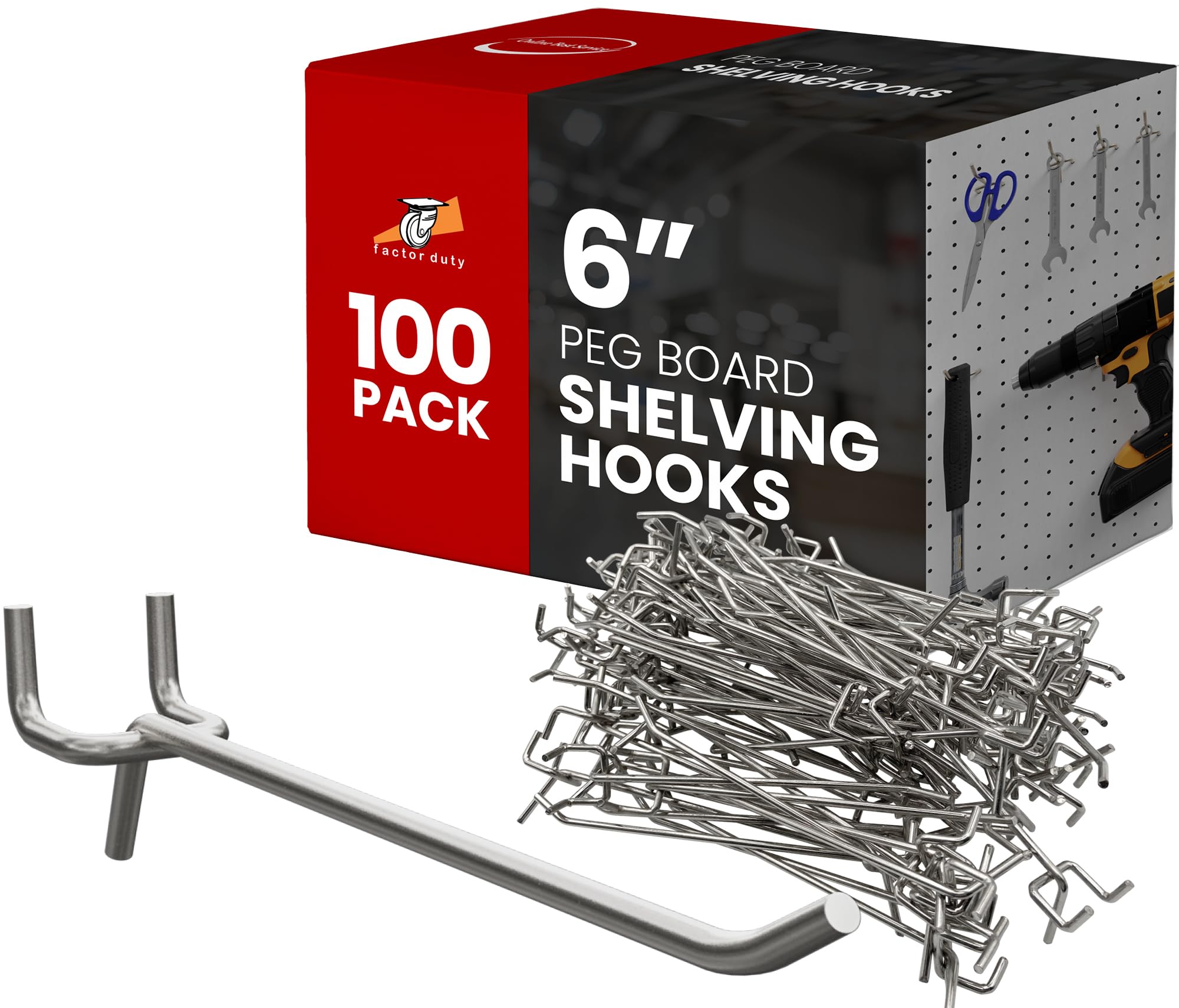 Wholesale 6-Inch J-Style Pegboard Hooks (100-Pack)