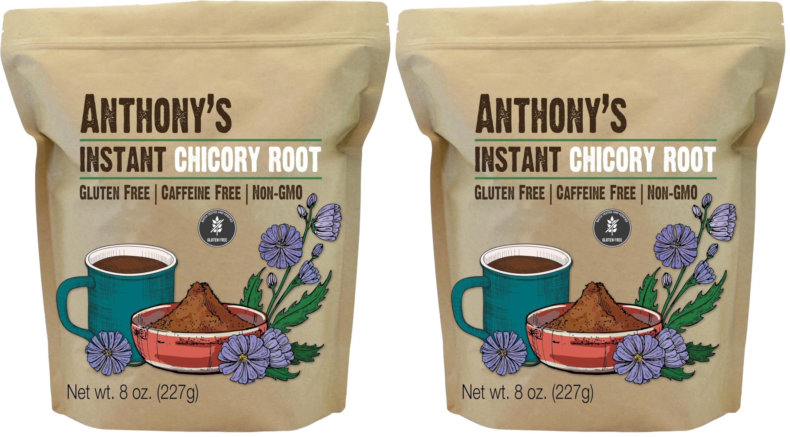 Anthony's Instant Chicory Root (8 oz, Pack of 2)