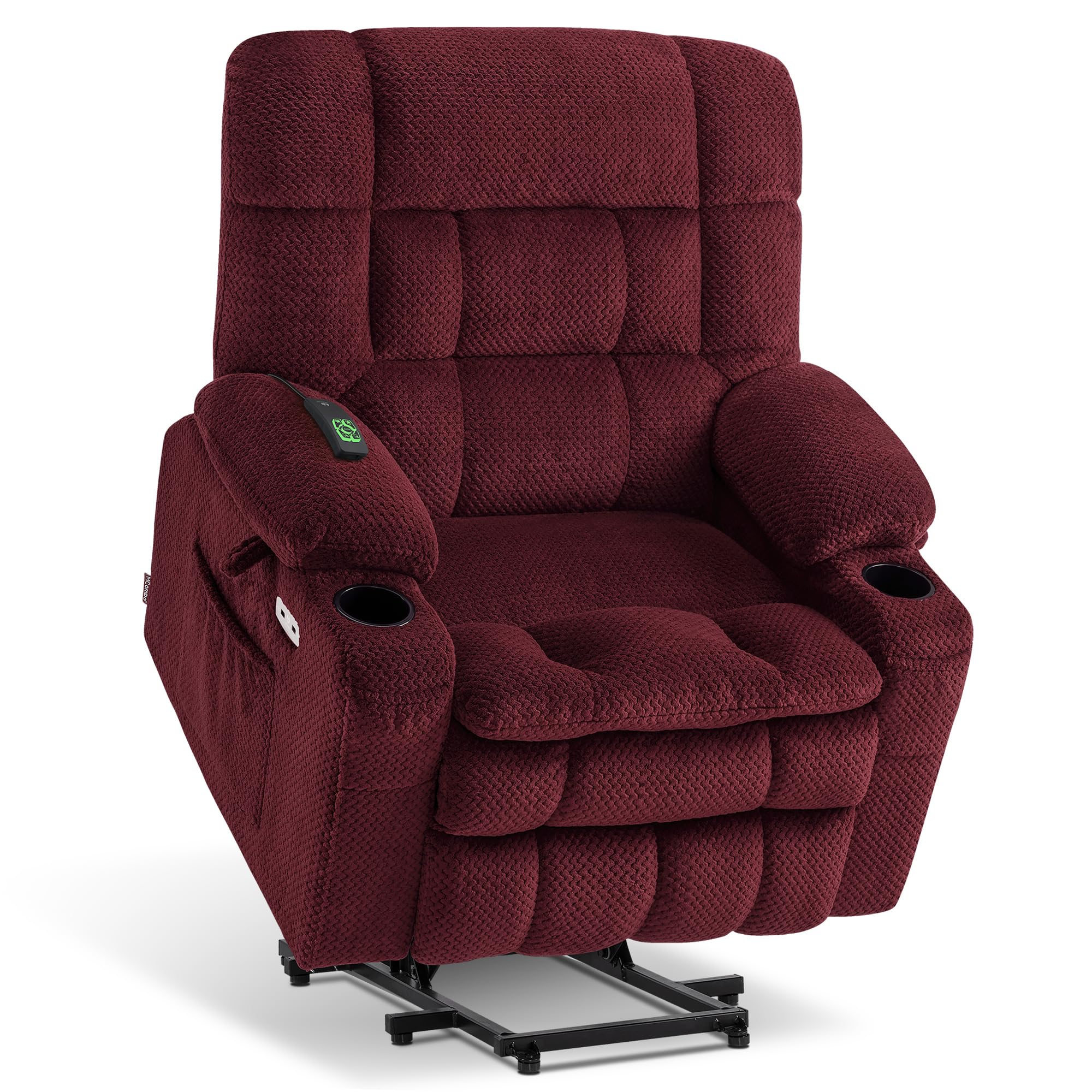 MCombo Dual Motor Power Lift Recliner Chair (Small-Wide, Burgundy)