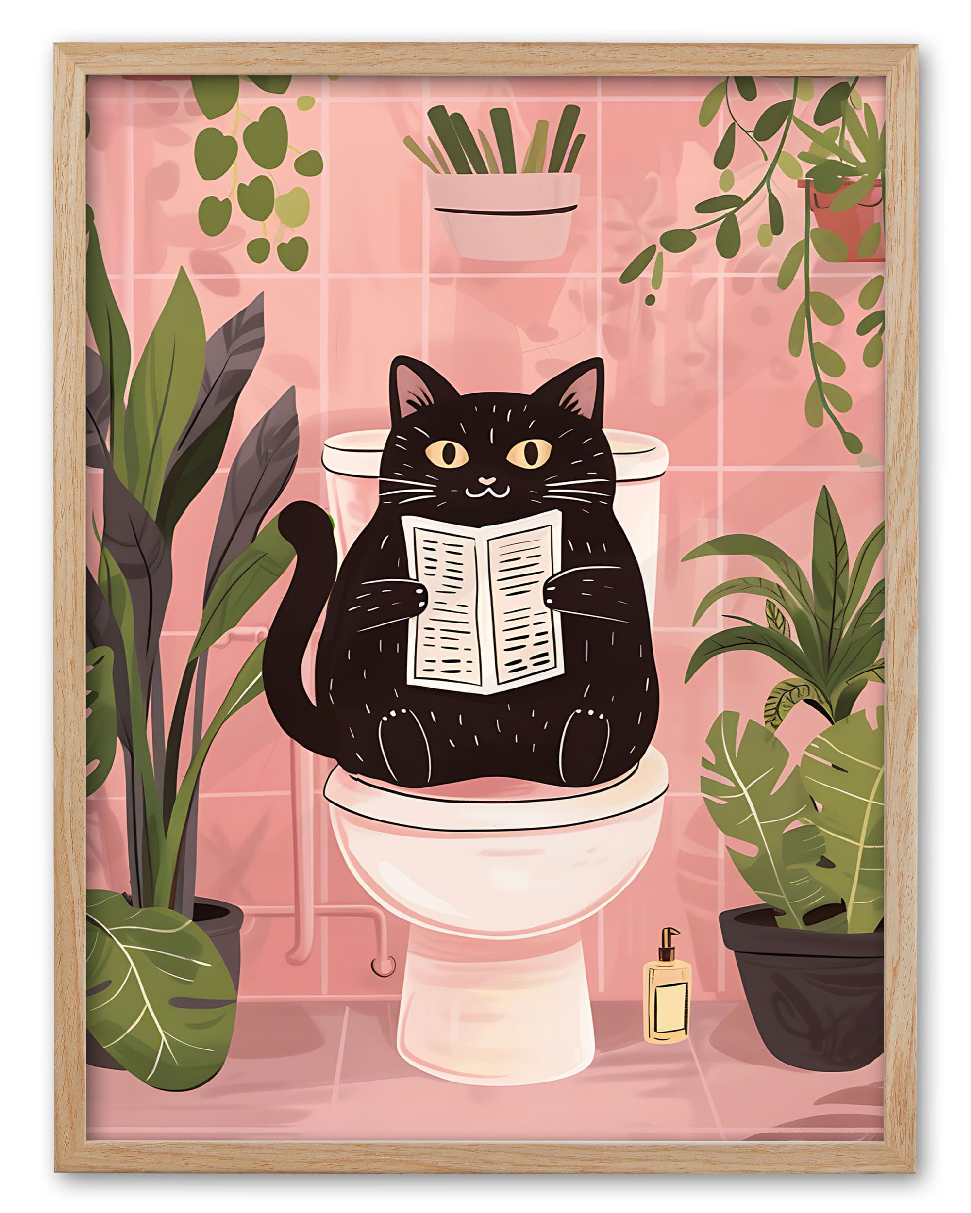 Black Cat 'Wash Your Paws' Framed Art