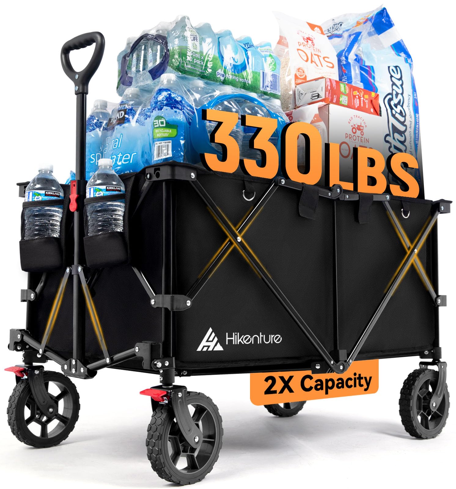 Hikenture Collapsible Wagon — 330 lb Capacity, Extra Large with All-Terrain Wheels