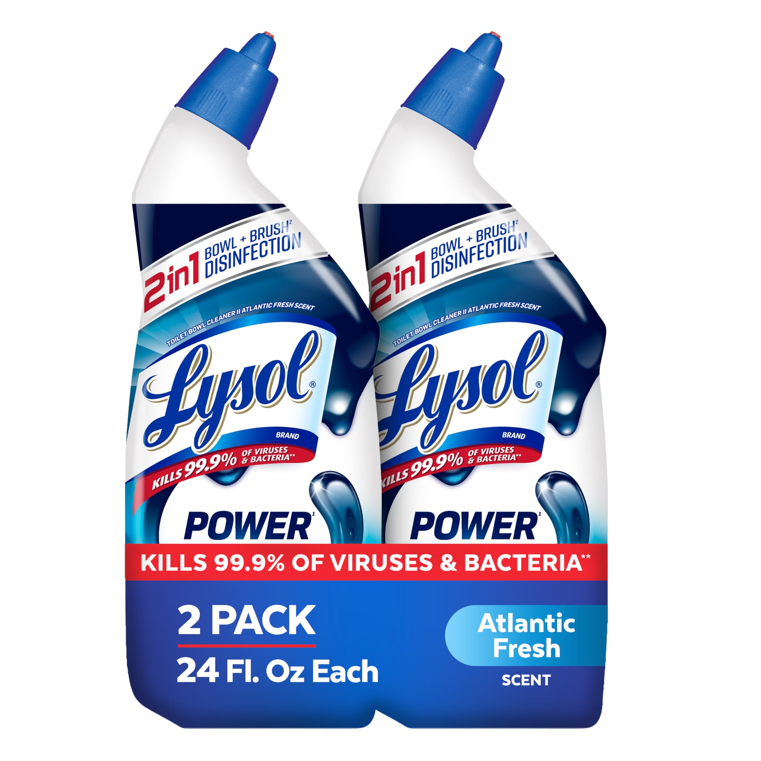 Lysol Toilet Bowl Cleaner, Max Strength Clinging Gel (Atlantic Fresh) — 2-Pack
