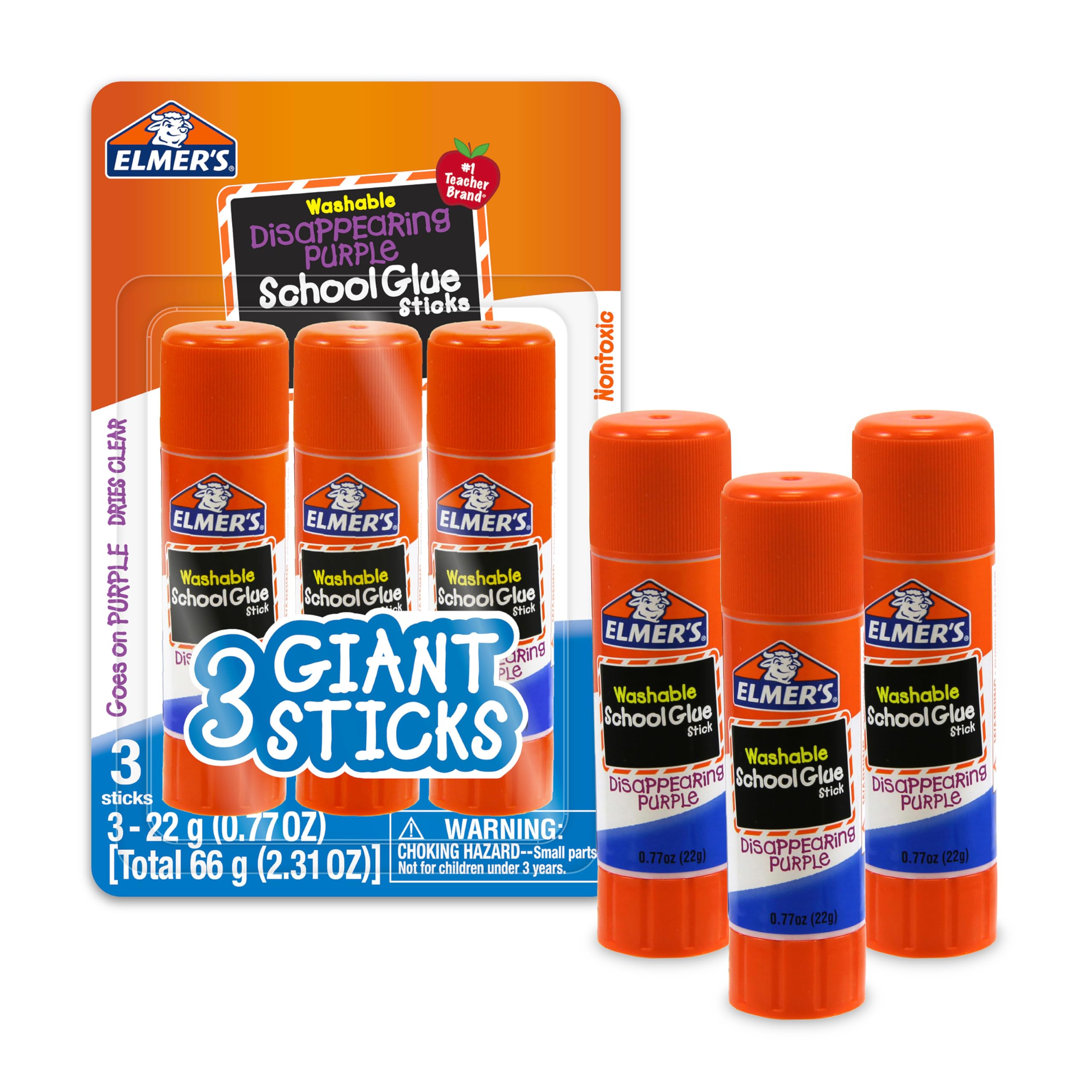 Elmer's Disappearing Purple Large Glue Sticks (3 ct)