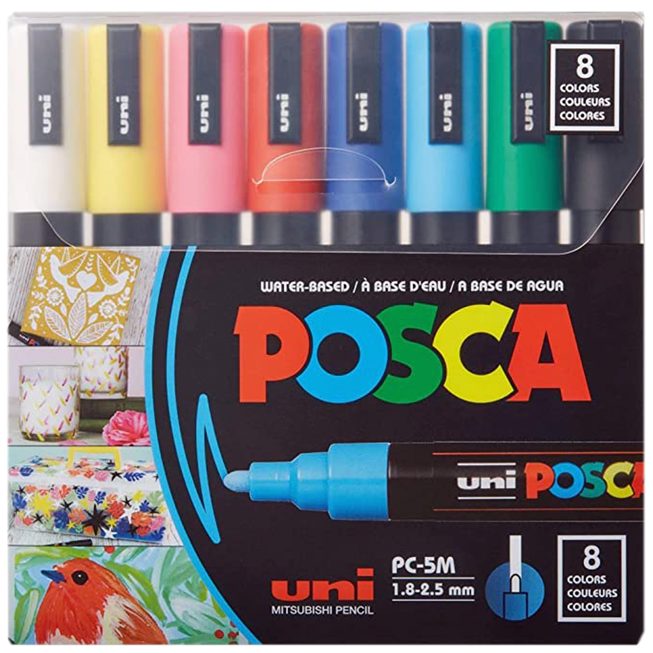 Posca Paint Markers, 5M Medium Acrylic Markers — Assorted Colors, Set of 8