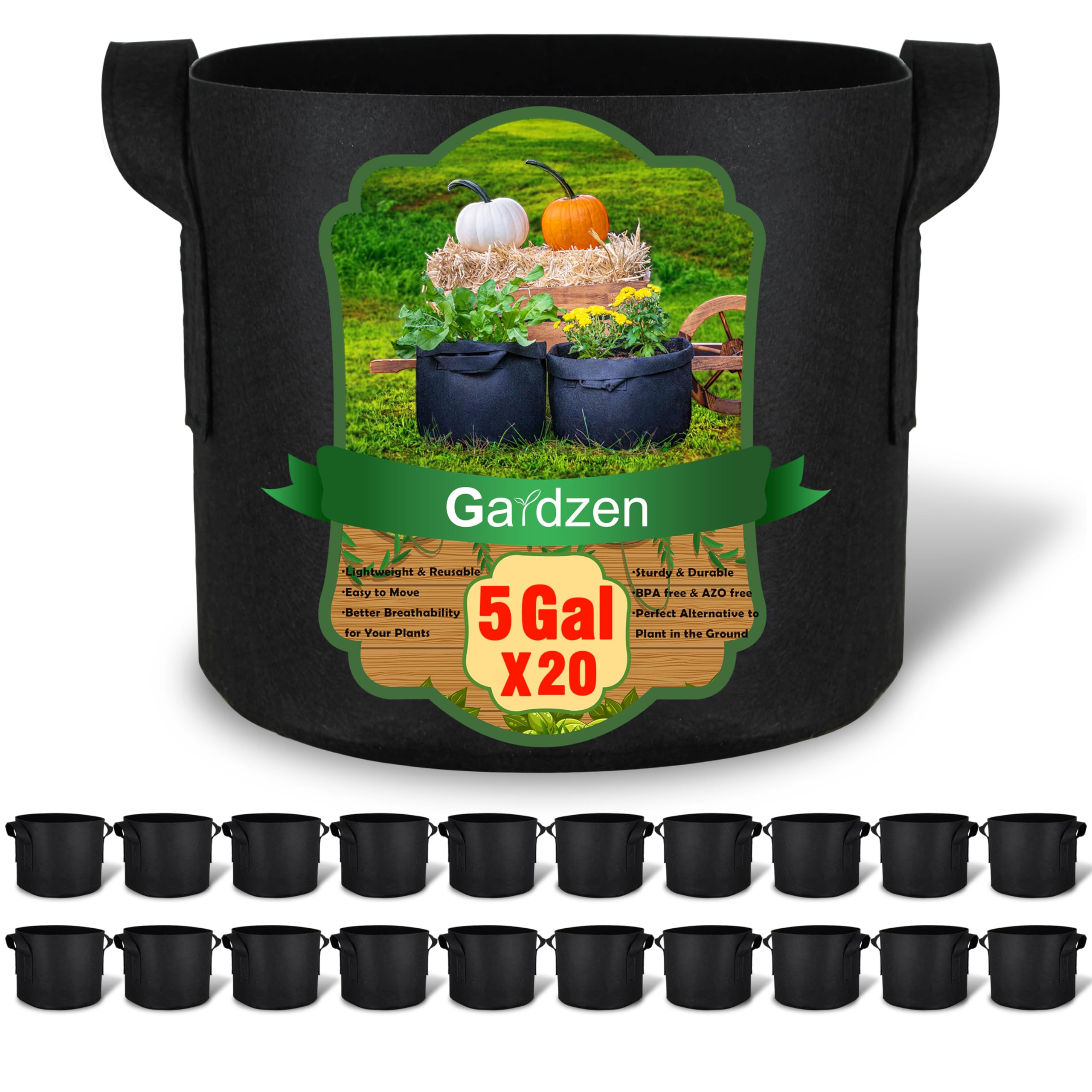 Gardzen 5 Gallon Grow Bag (20-Pack)