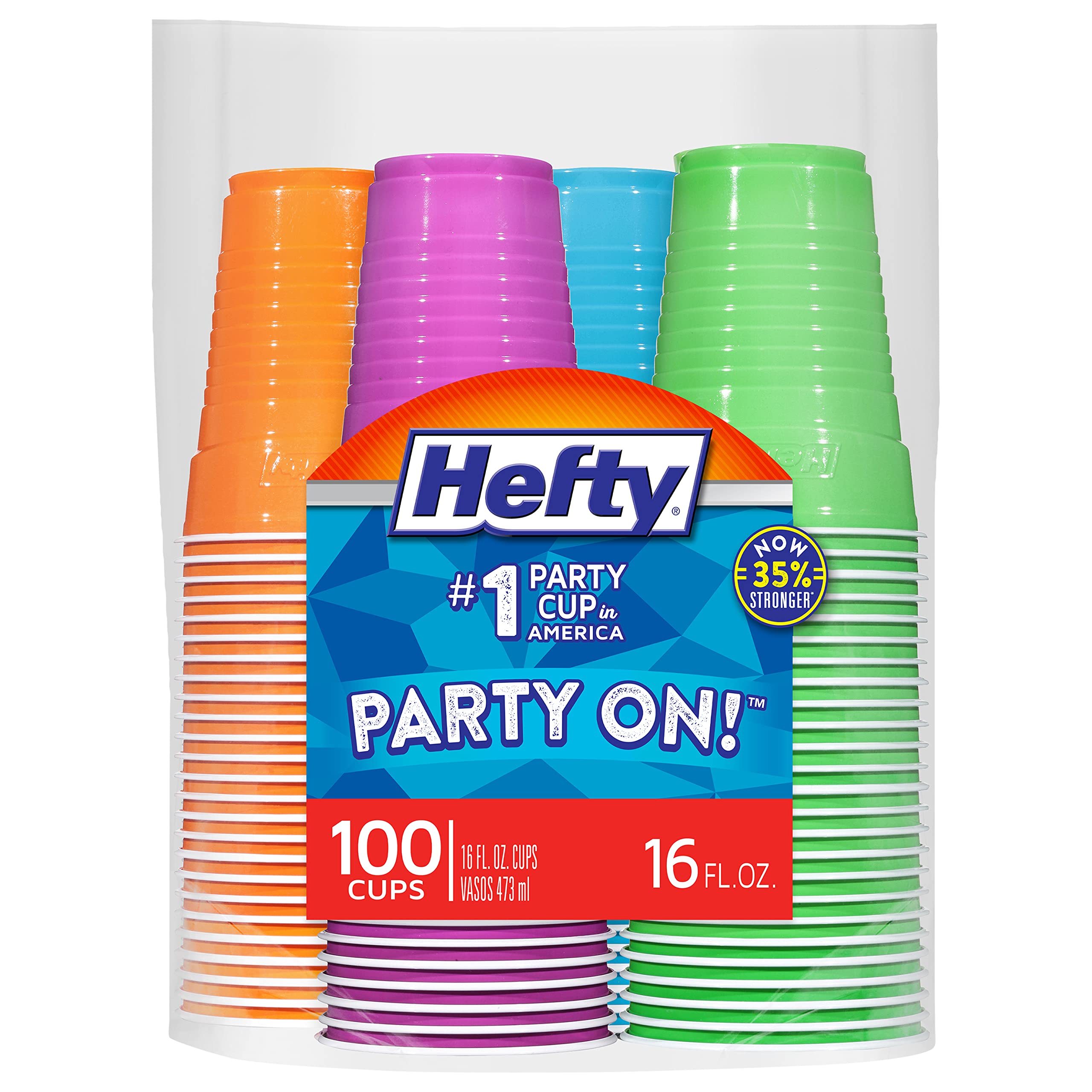 Hefty Party On Assorted Plastic Cups (16 oz)