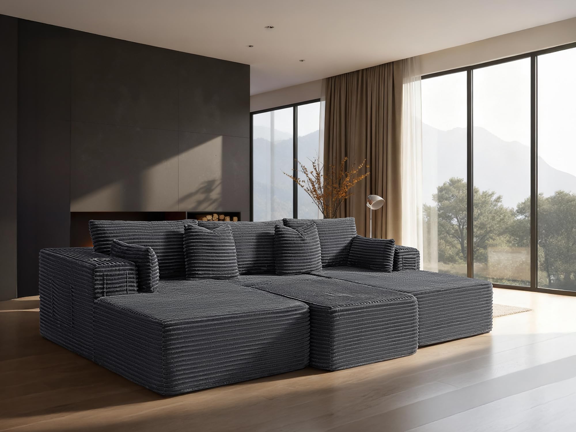 108-inch Cloud Modular Corduroy Sectional