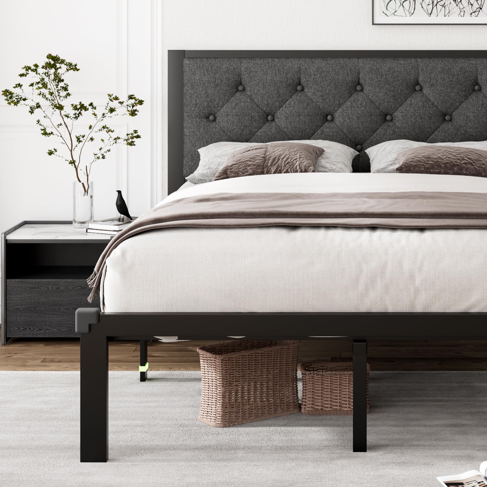 iPormis Linen Platform Bed Frame