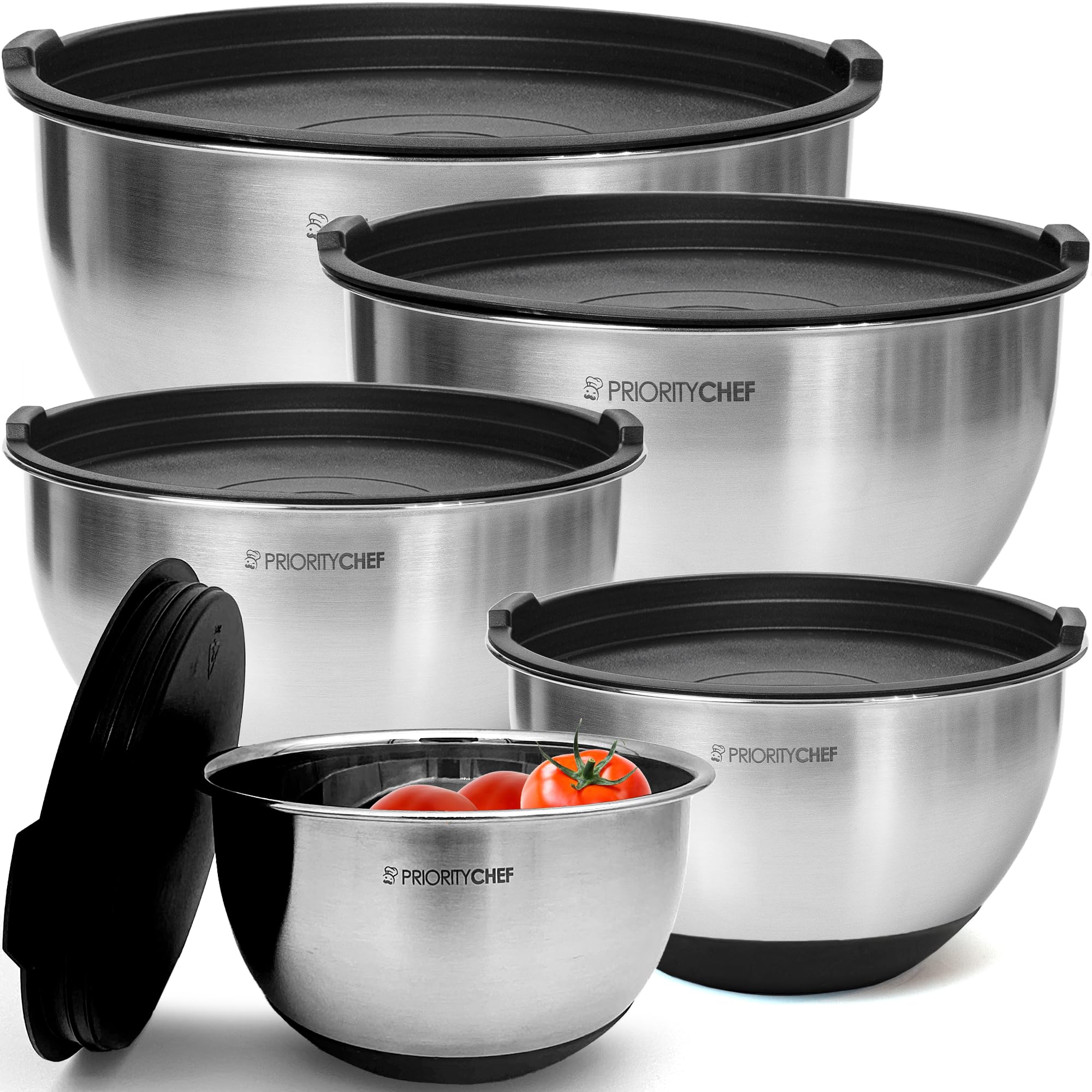 Priority Chef 5-Piece Thick Stainless Steel Bowls