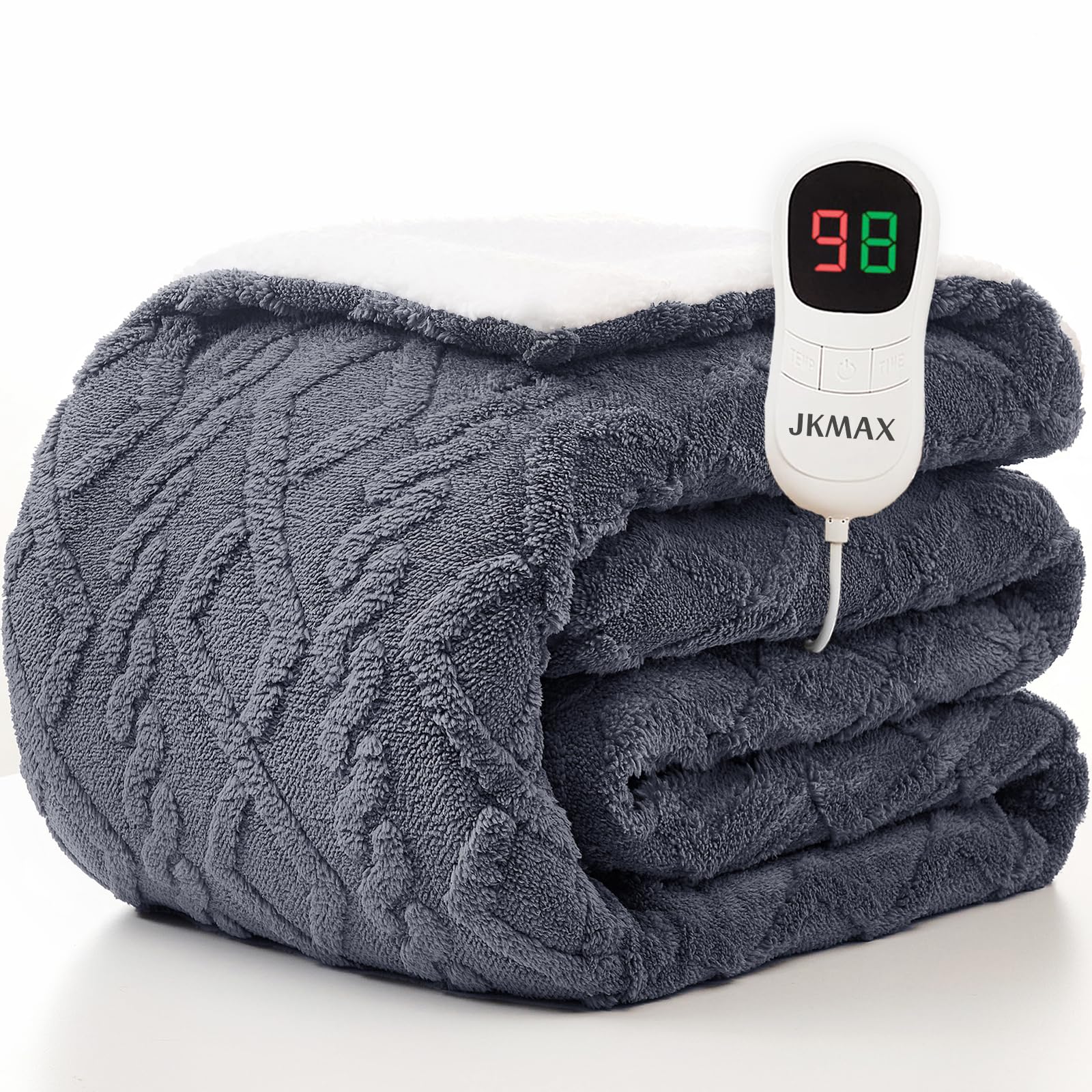 Heated Blanket Full Size - Premium Soft Heating Electric Blanket, Fast Heating with 10 Heating Settings, 5 Time Settings, Machine Washable - Full 72" x 84", Grey