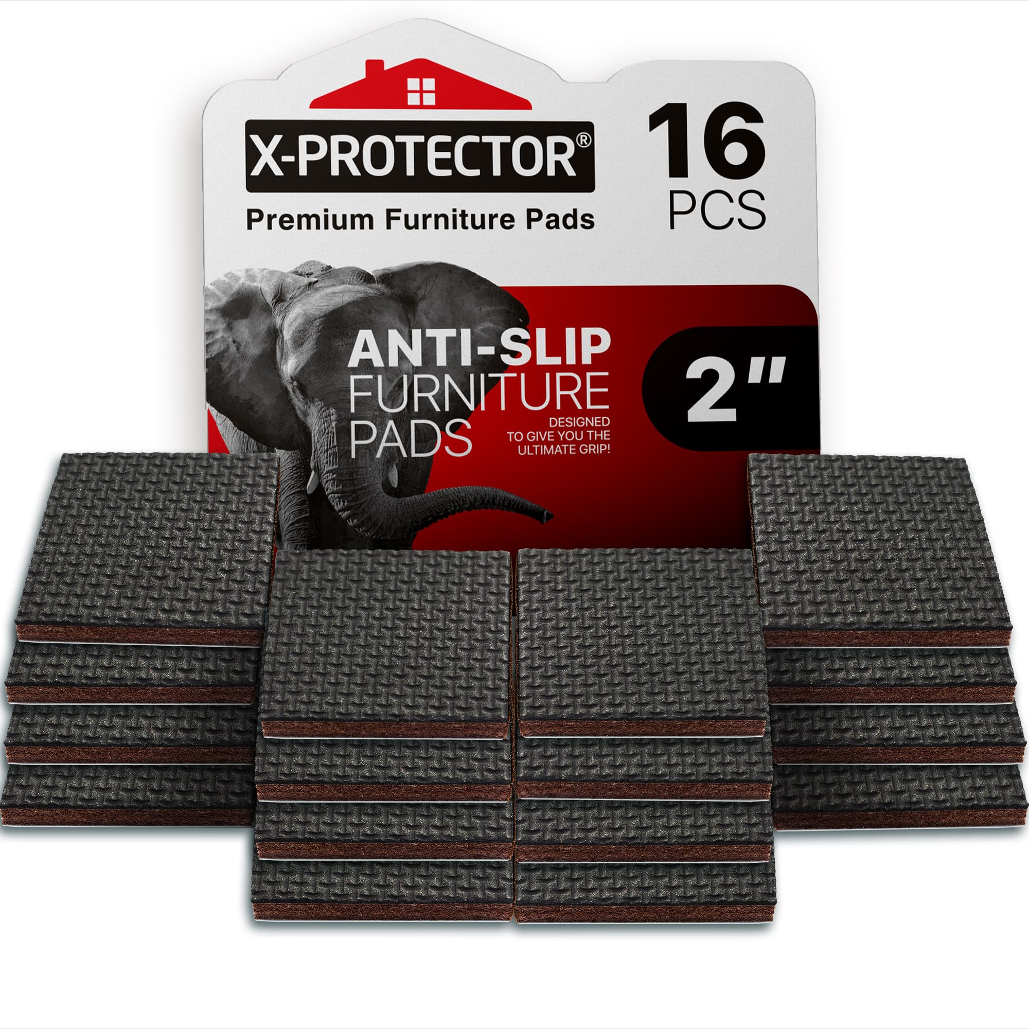 X-PROTECTOR Non‑Slip Rubber Pads 2" (16-Pack)