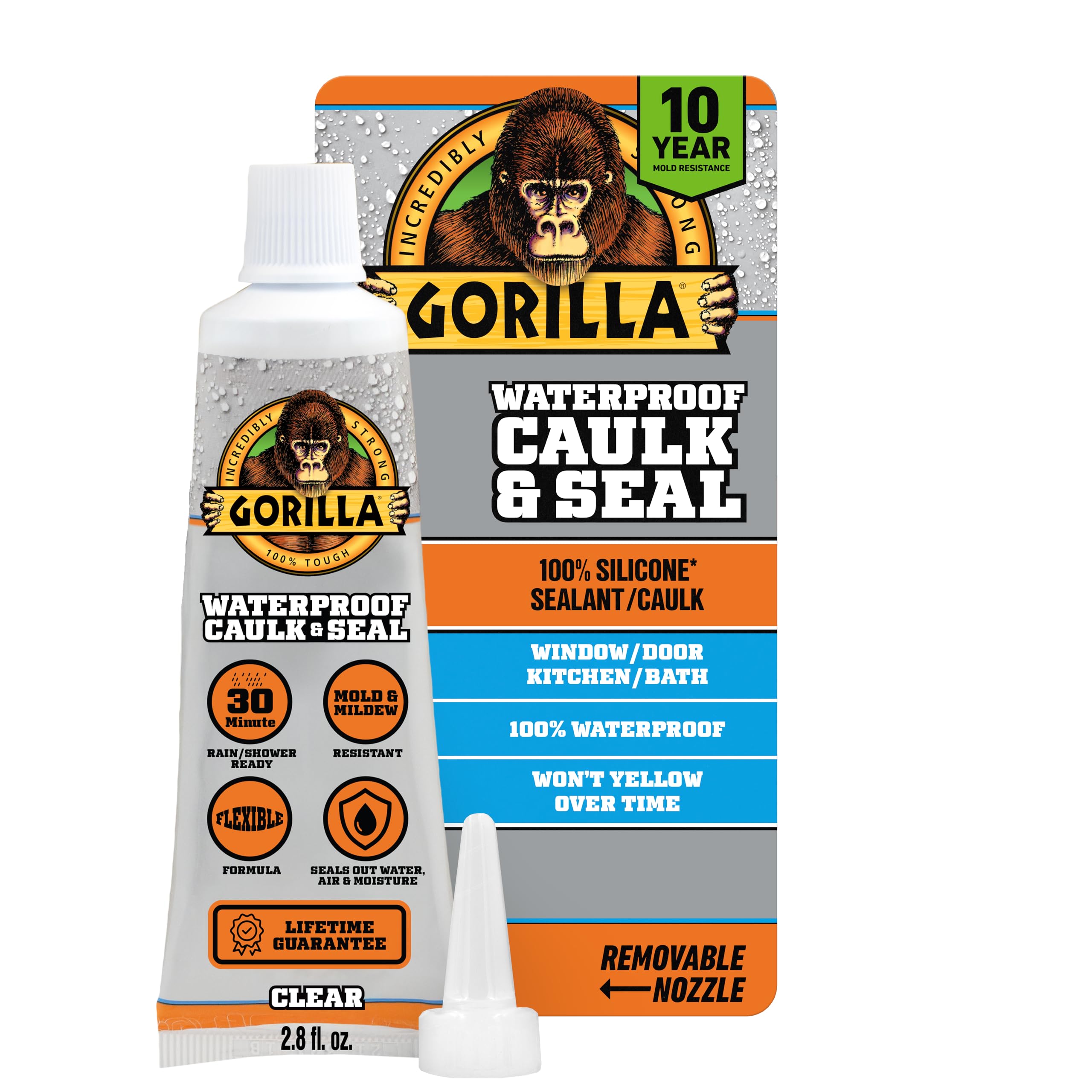 Gorilla 100% Silicone Caulk (Clear)