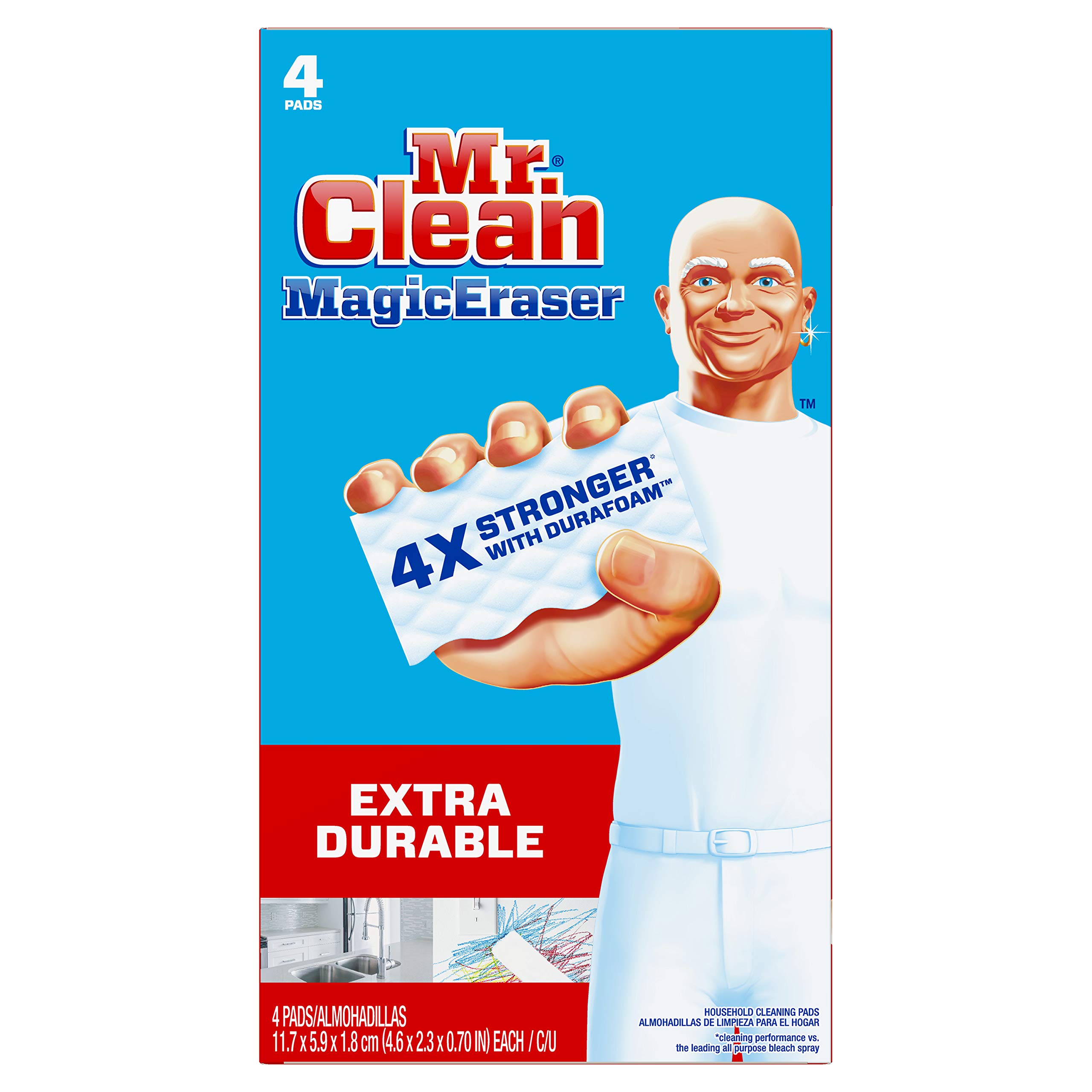 Mr. Clean Magic Eraser Sponge, Extra Durable, 4 Count