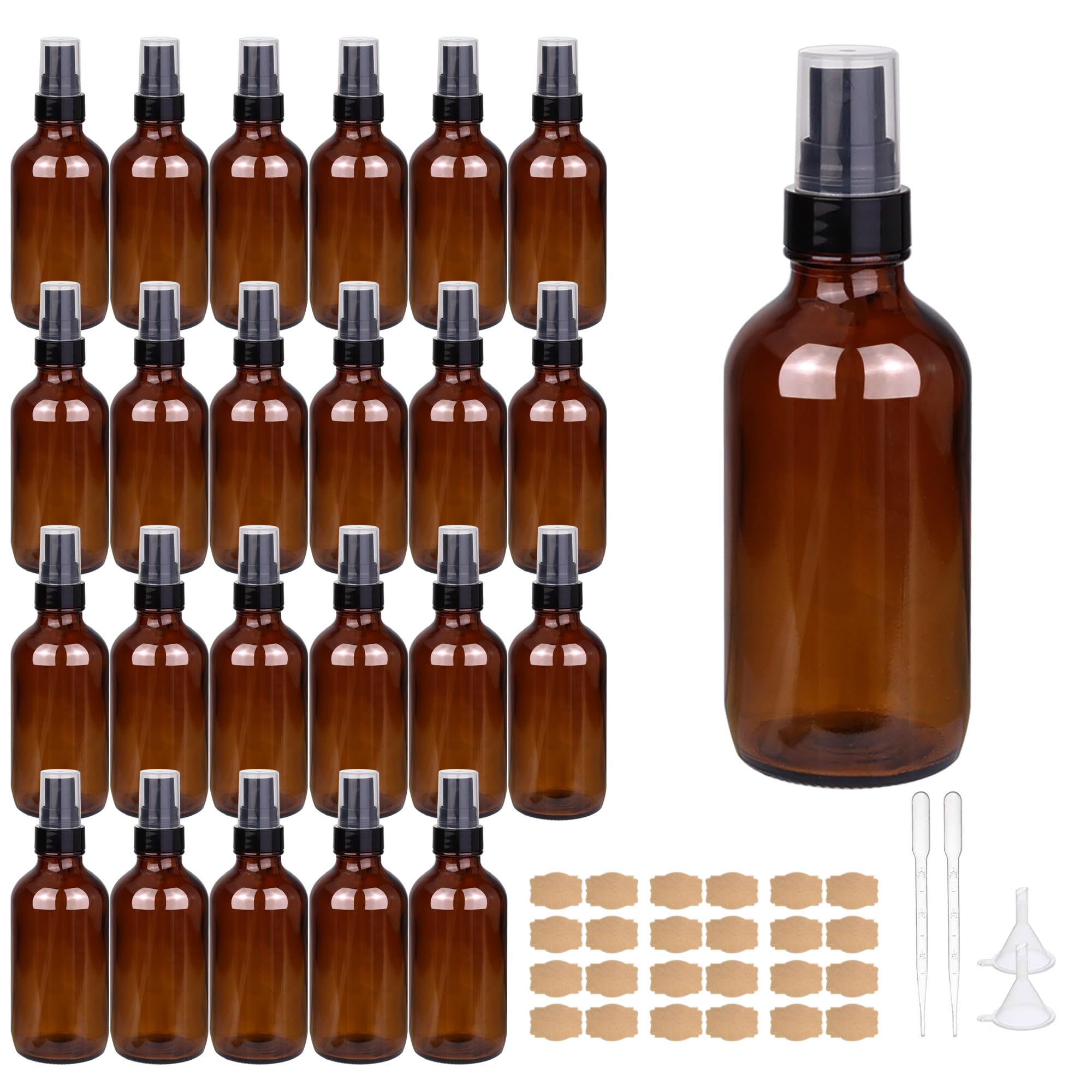 Amber 4oz Glass Spray Bottles (24-Pack)