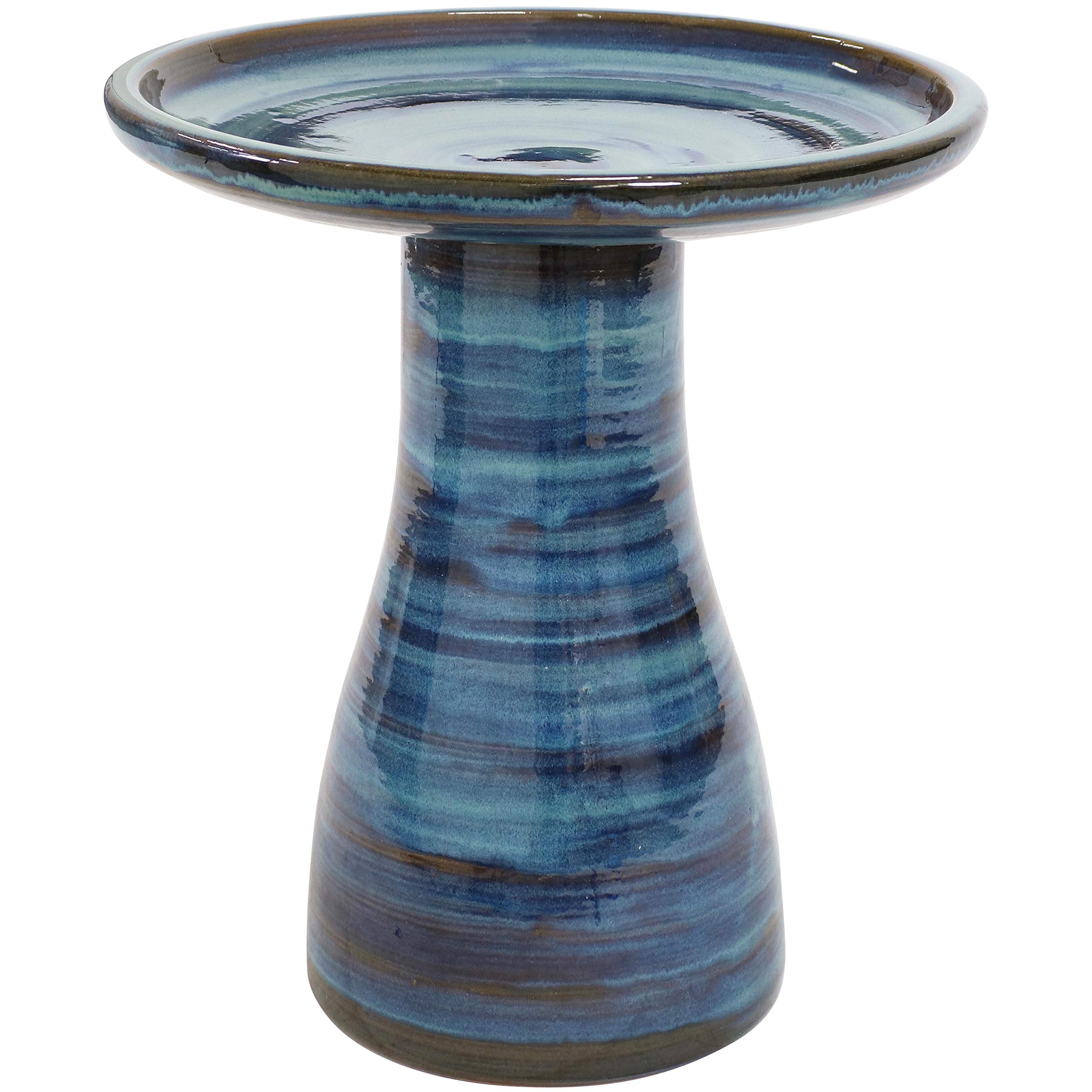 Sunnydaze Galaxy Blue Ceramic Bird Bath