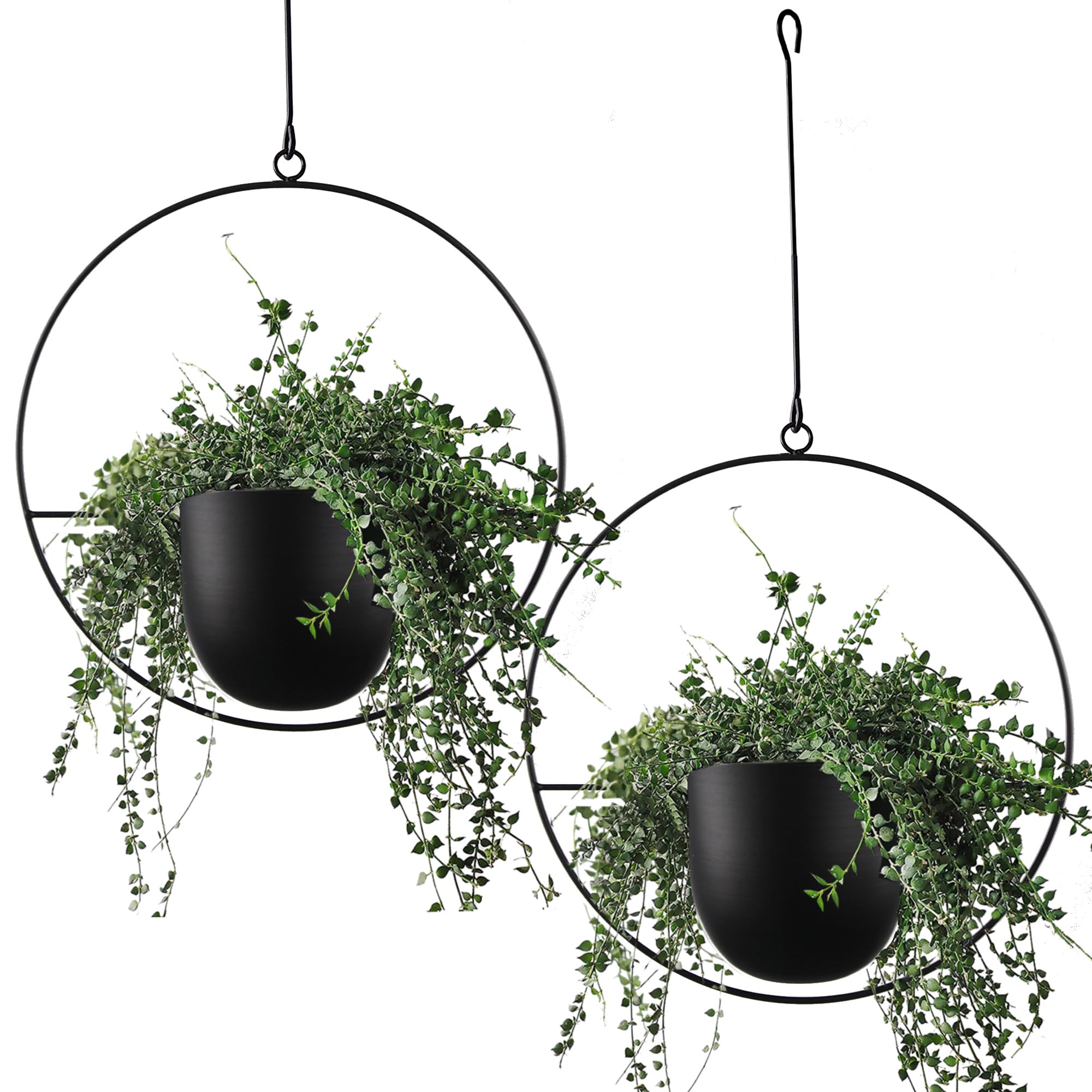 Metal Hanging Planters with Chain — Set of 2