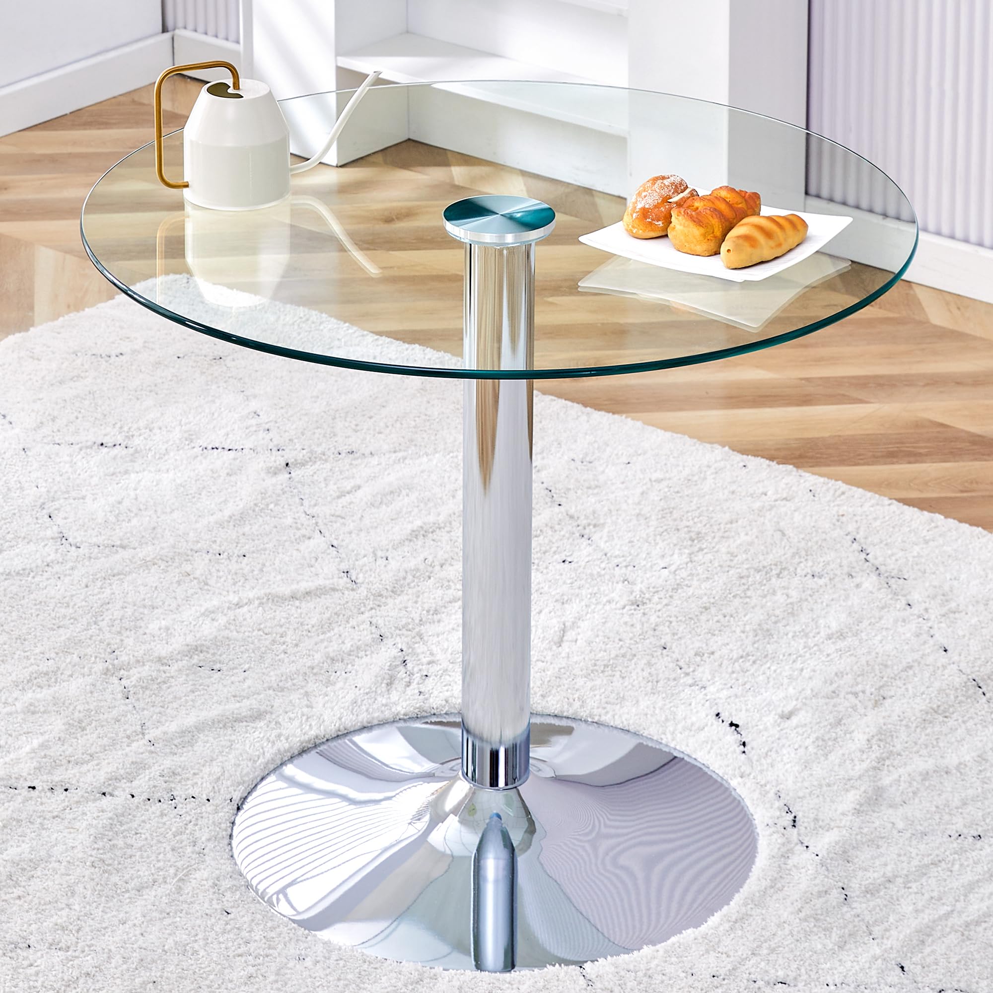 Round Glass Pedestal Table 35"