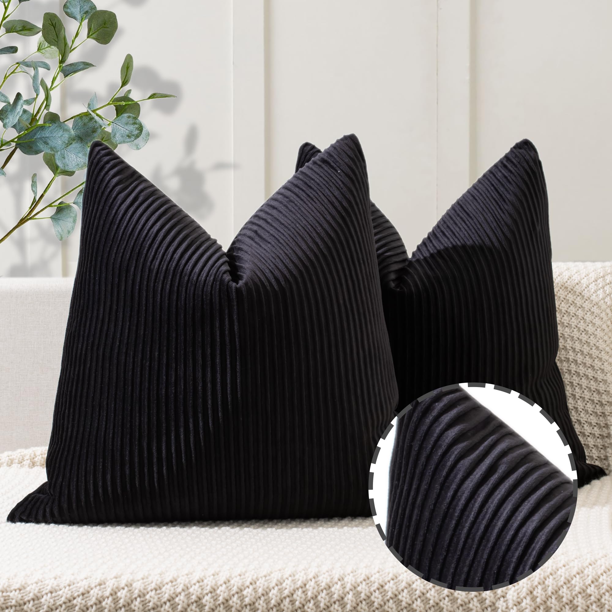 YCOLL Velvet Striped Pillow Covers