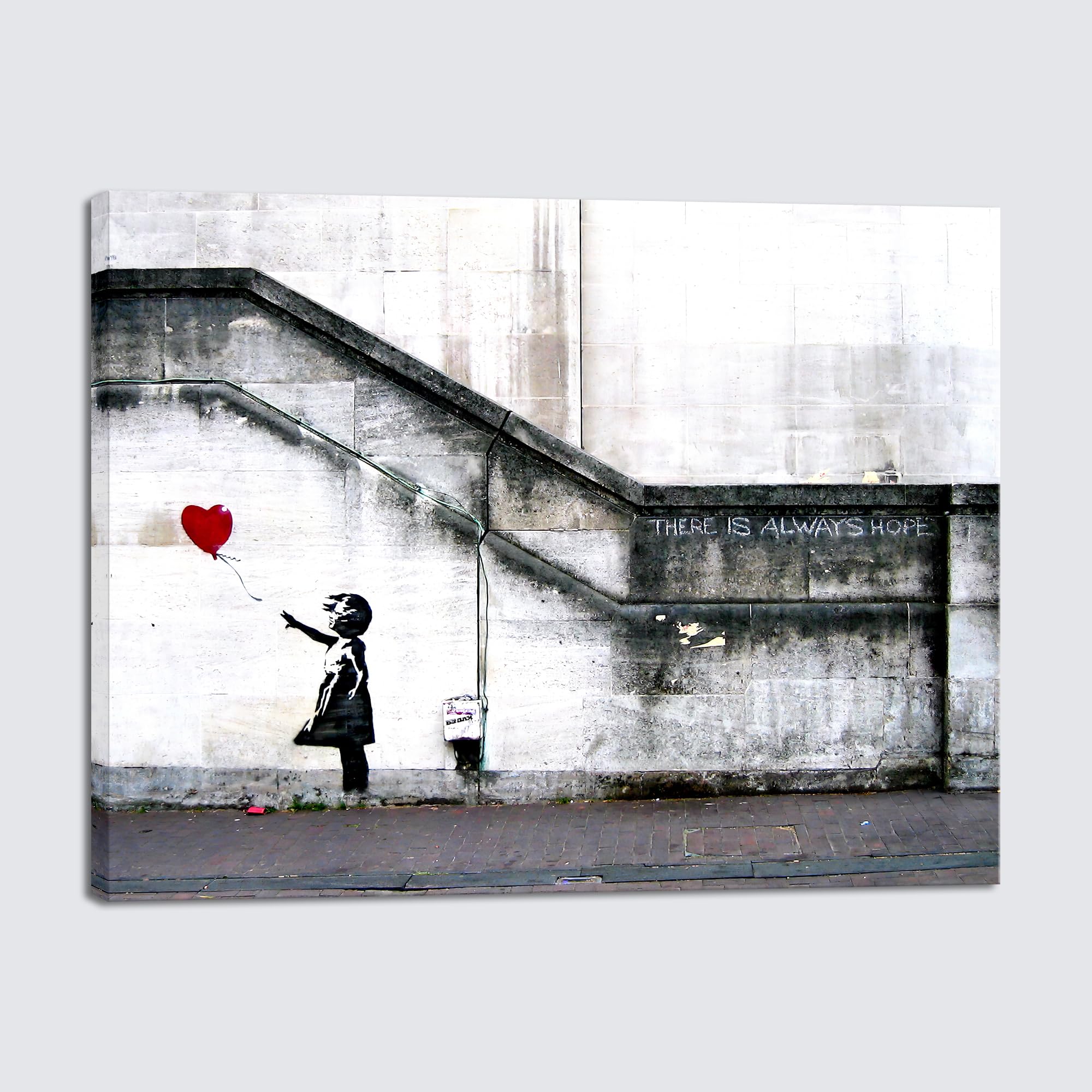 Wieco Art Banksy Girl with Red Balloon Canvas