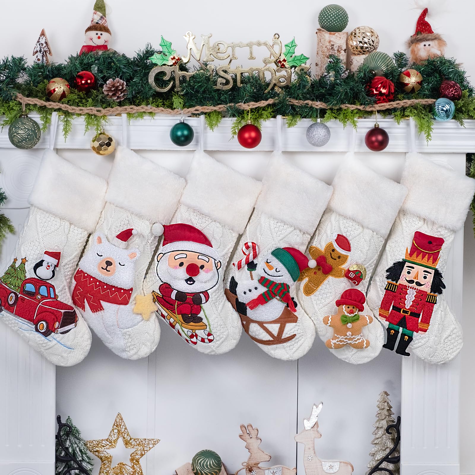 LUBOT 3D Patch Chenille Stockings (6-Pack)