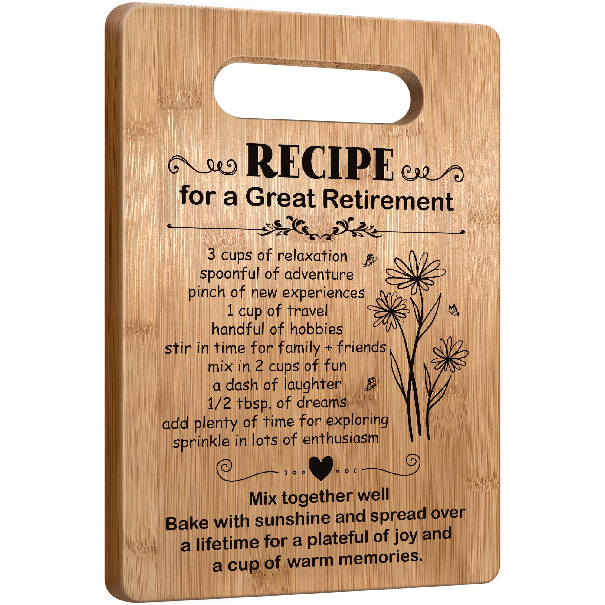 Retirement Gifts for Women 2026, Retired Cutting Board Gifts, Coworker Leaving Gifts for Women, Going Away Gifts for Coworker Boss Lady Leader Colleague Friends-Recipe for a Great Retirement