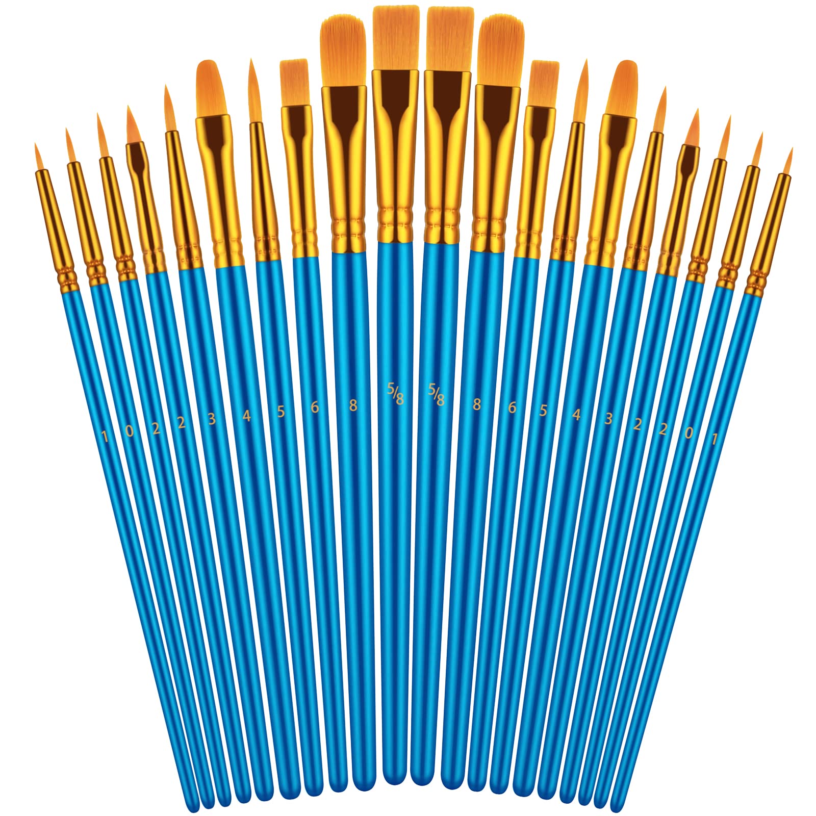 20‑Piece Blue Handle Paint Brush Set