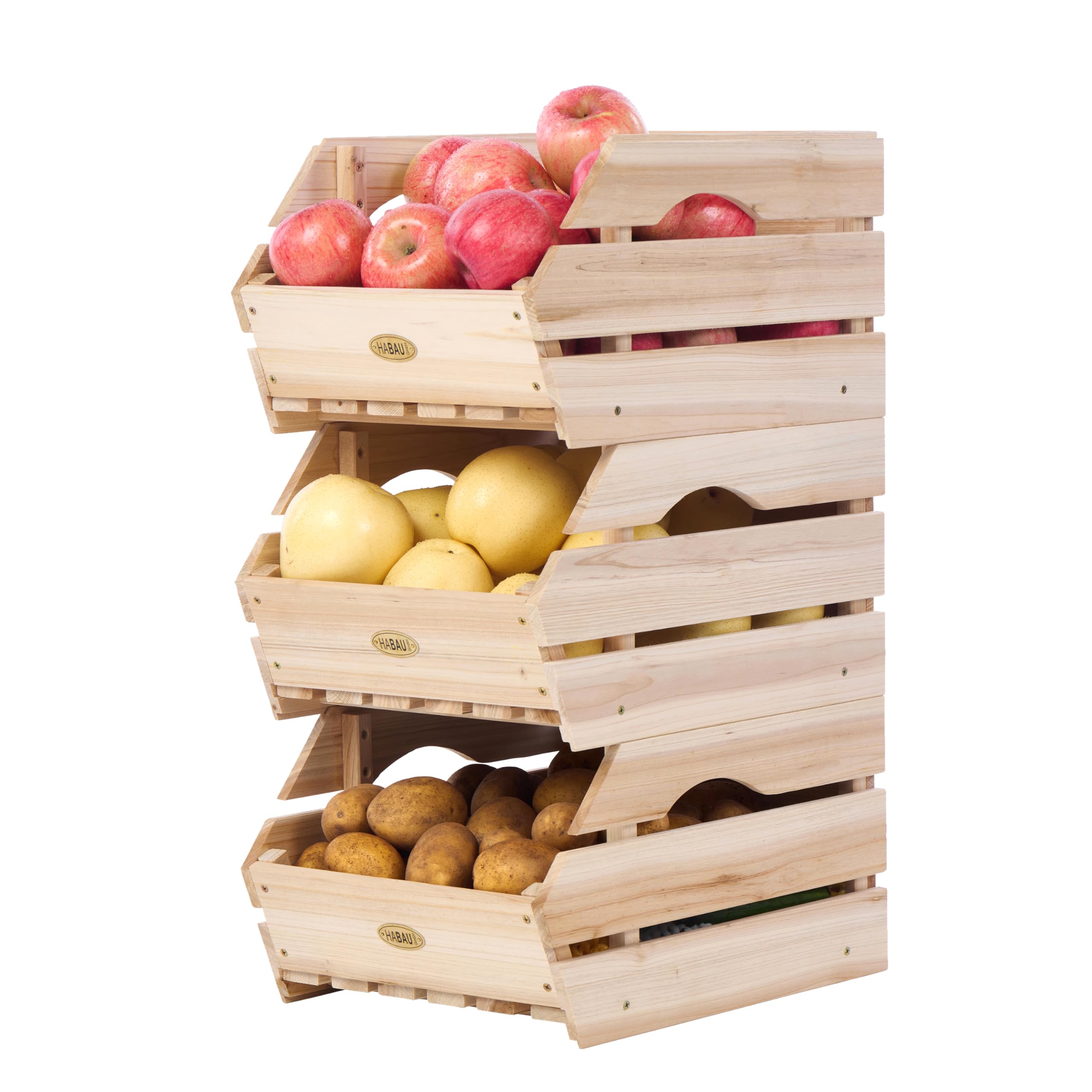 Wood Stackable Potato & Onion Bins (Set of 3)