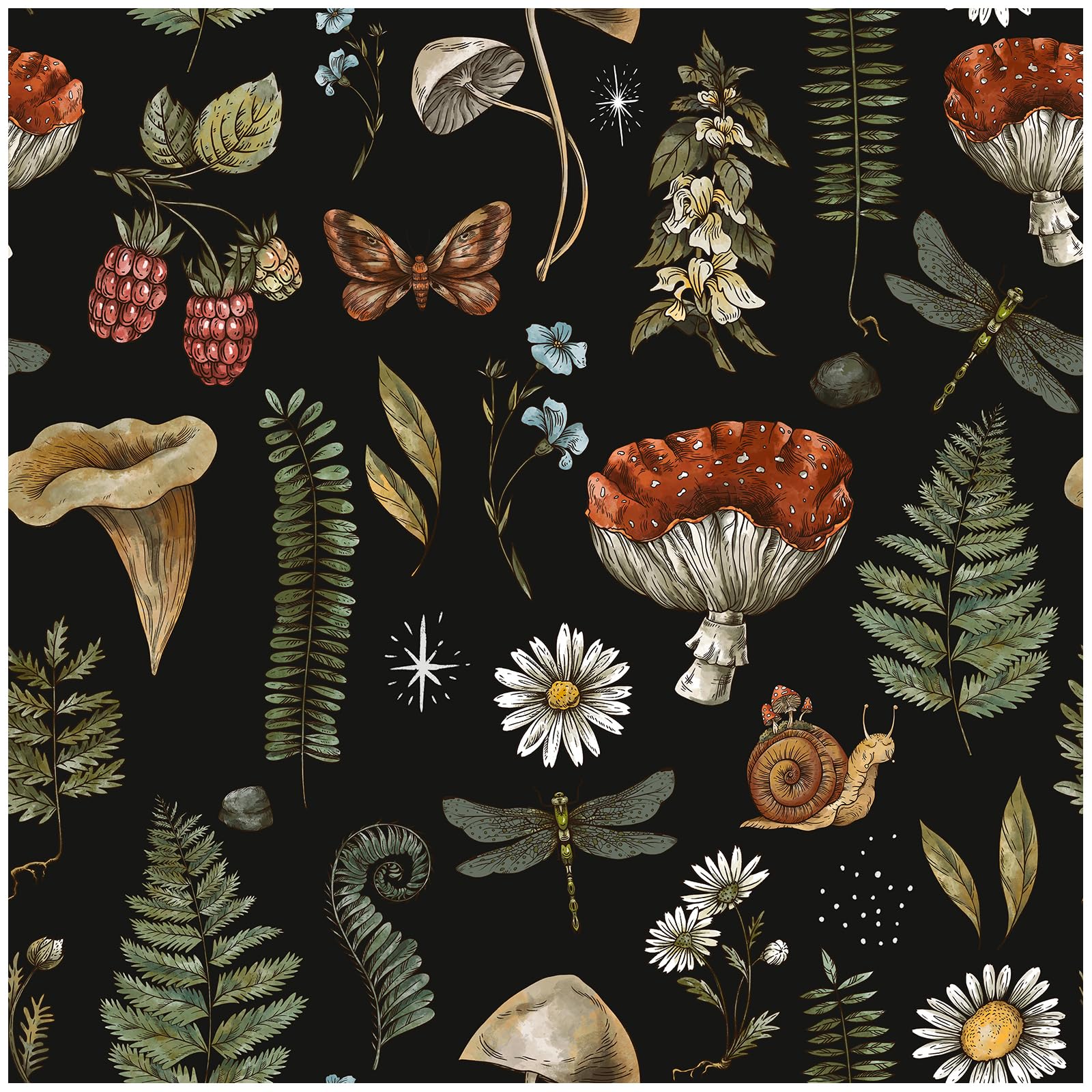 HAOKHOME Forest Mushroom Wallpaper